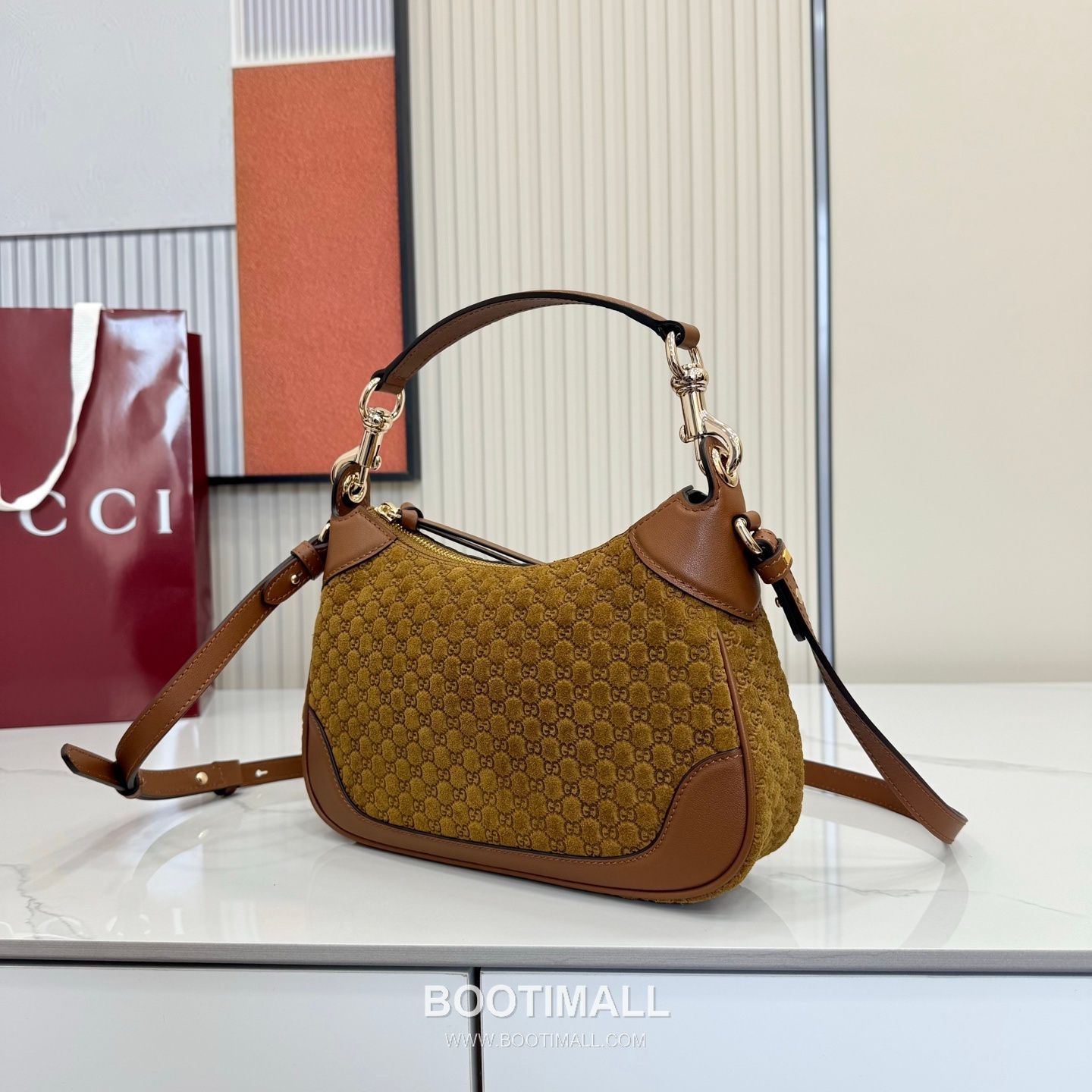 Gucci Body Double Lock GG Suede Brown Shoulder Bag 구찌 바디 더블 락 GG 스웨이드 브라운 숄더백 25cm 3