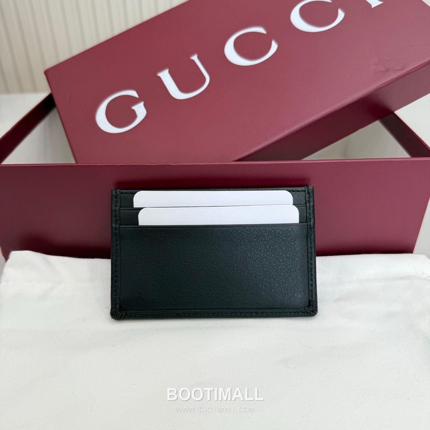 Gucci GG Interlocking Card Holder Coated Fabric with Leather Trim Black 구찌 GG 인터로킹 카드 홀더 코팅 패브릭 가죽 트리밍 블랙 11cm 2