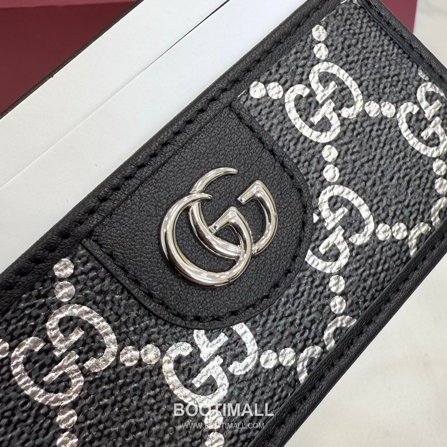 Gucci GG Interlocking Card Holder Coated Fabric with Leather Trim Black 구찌 GG 인터로킹 카드 홀더 코팅 패브릭 가죽 트리밍 블랙 11cm 4
