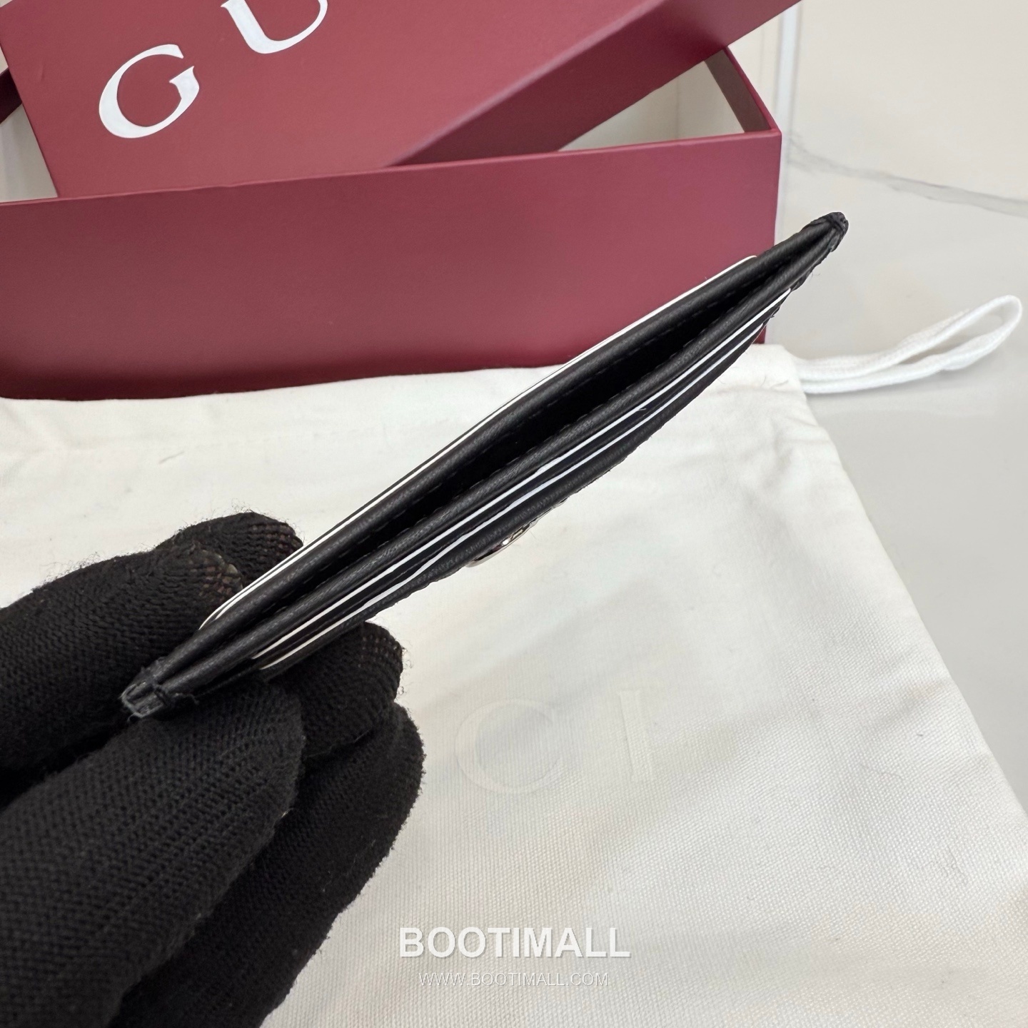 Gucci GG Interlocking Card Holder Coated Fabric with Leather Trim Black 구찌 GG 인터로킹 카드 홀더 코팅 패브릭 가죽 트리밍 블랙 11cm 7