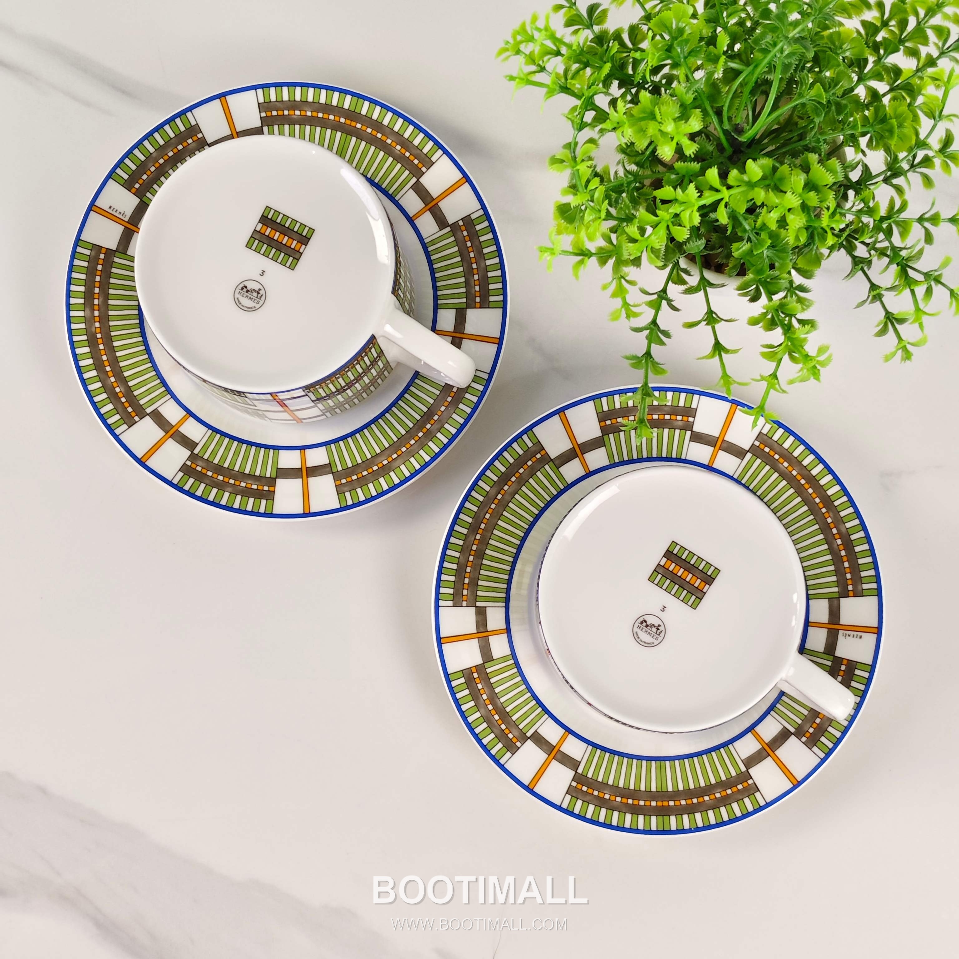 Hermes Geometric Line Double Cup Saucer Orange Tableware 에르메스 기하선 더블 컵 소서 오렌지 테이블웨어 8