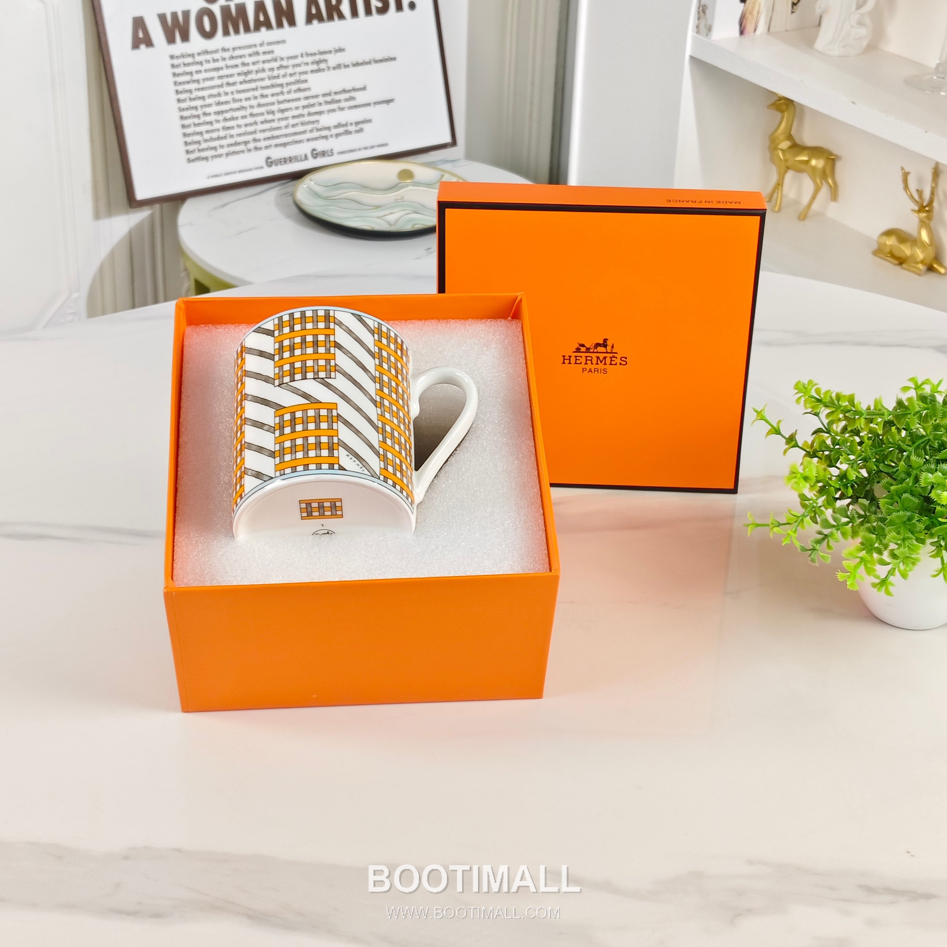 Hermes Geometric Mug Orange Accessory 에르메스 기하학 머그 오렌지 액세서리 3