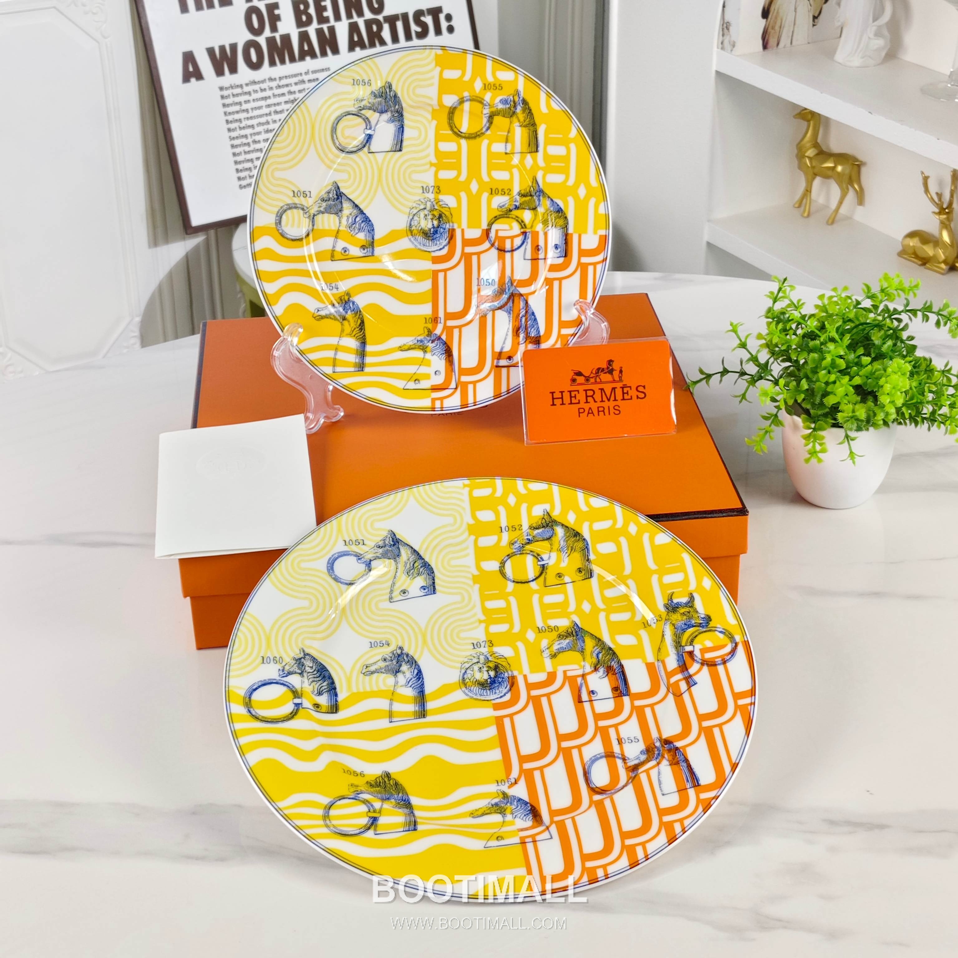 Hermes Digital Horse Plate Yellow Tableware 에르메스 디지털 말 접시 옐로우 테이블웨어 10 inch, 8 inch 3