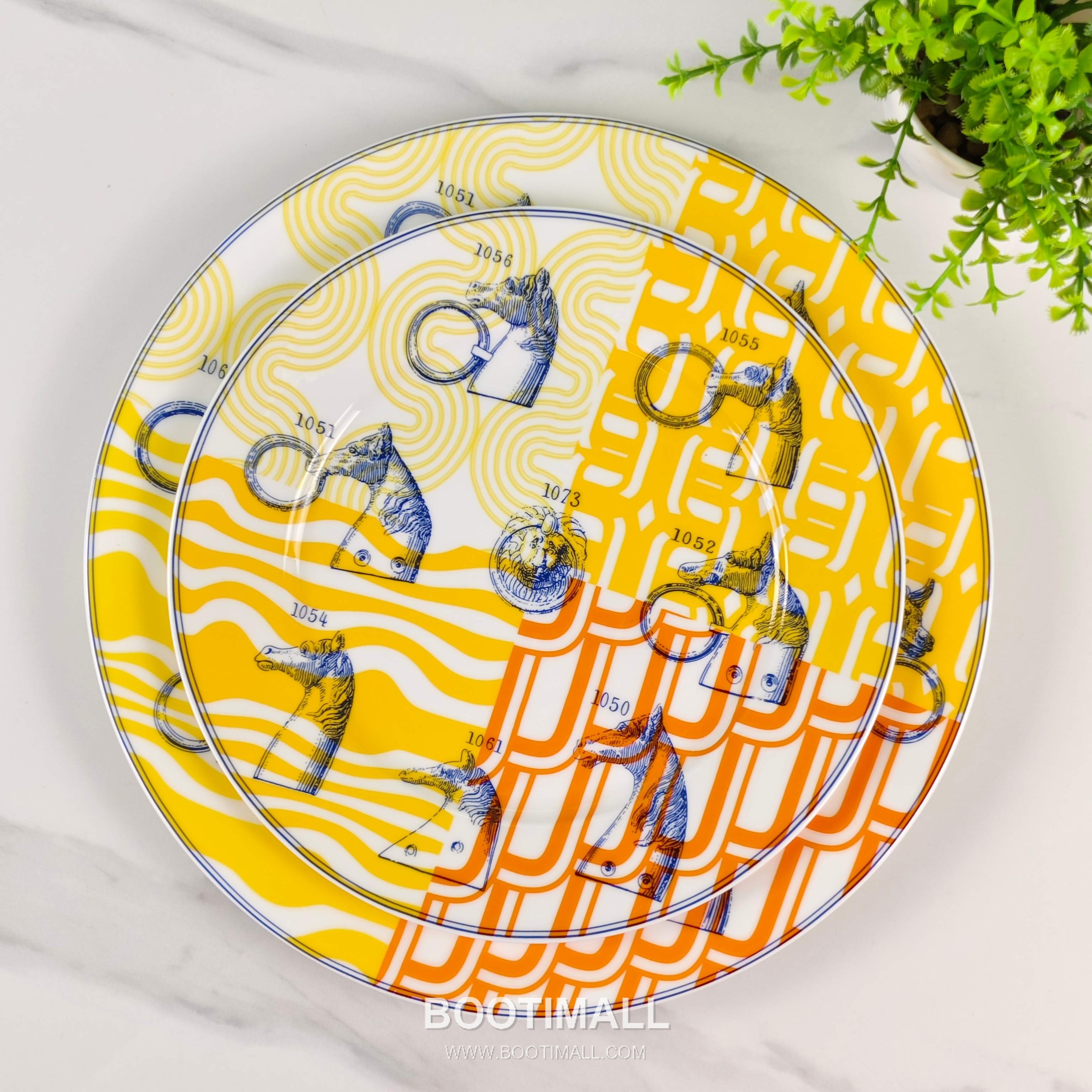 Hermes Digital Horse Plate Yellow Tableware 에르메스 디지털 말 접시 옐로우 테이블웨어 10 inch, 8 inch 4