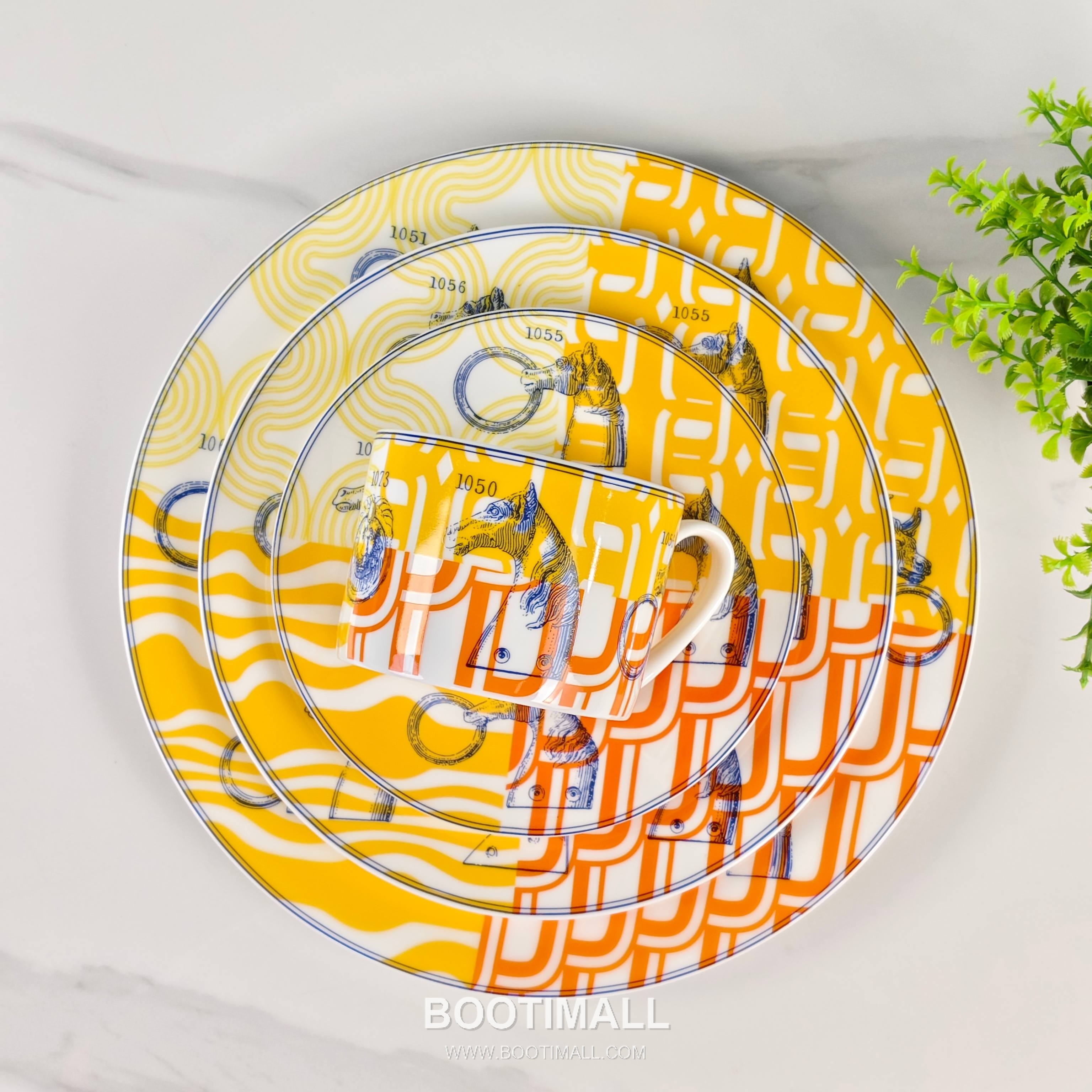 Hermes Yellow Base Number Tableware Set Yellow 에르메스 옐로우 바탕 숫자 식기 세트 옐로우 4