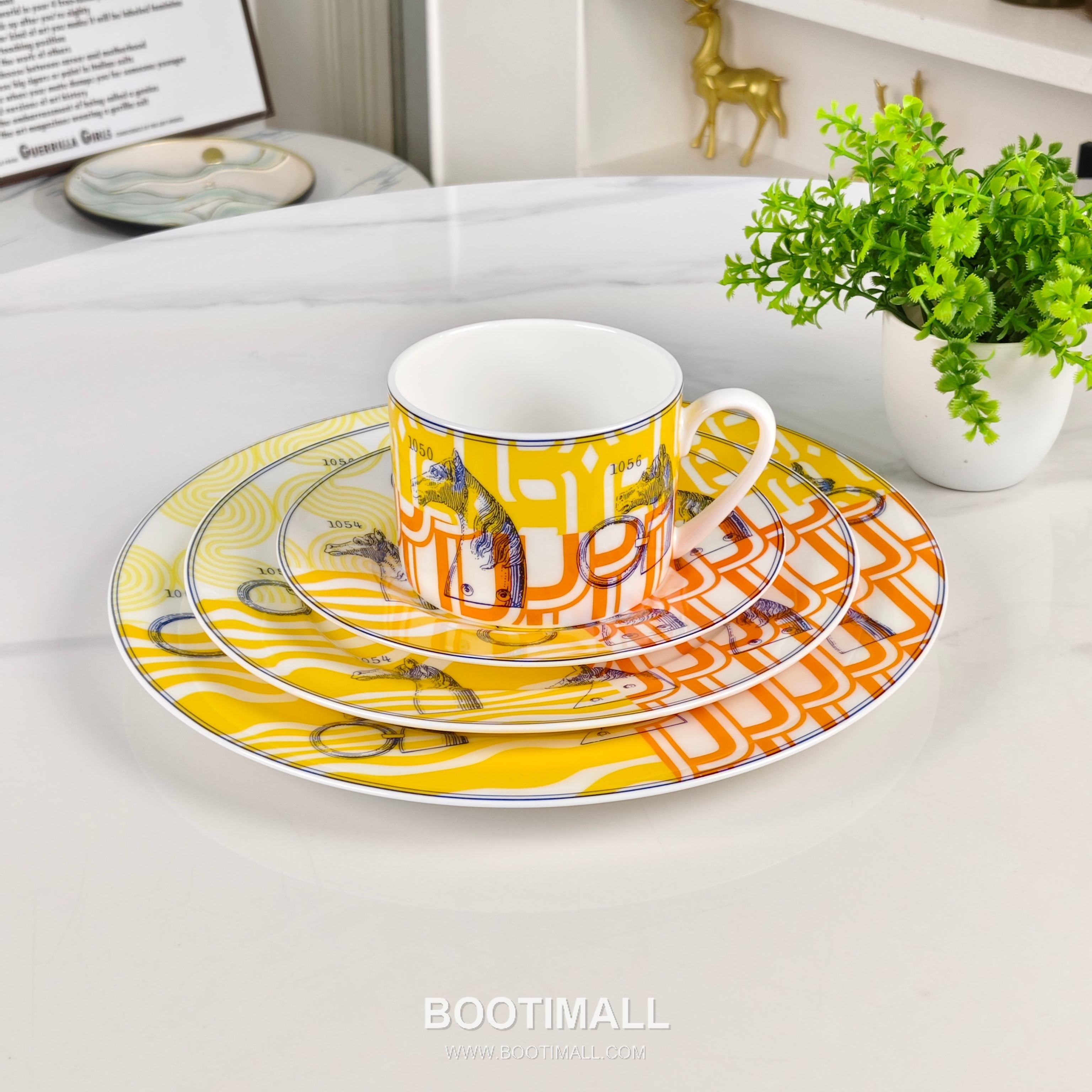 Hermes Yellow Base Number Tableware Set Yellow 에르메스 옐로우 바탕 숫자 식기 세트 옐로우 6