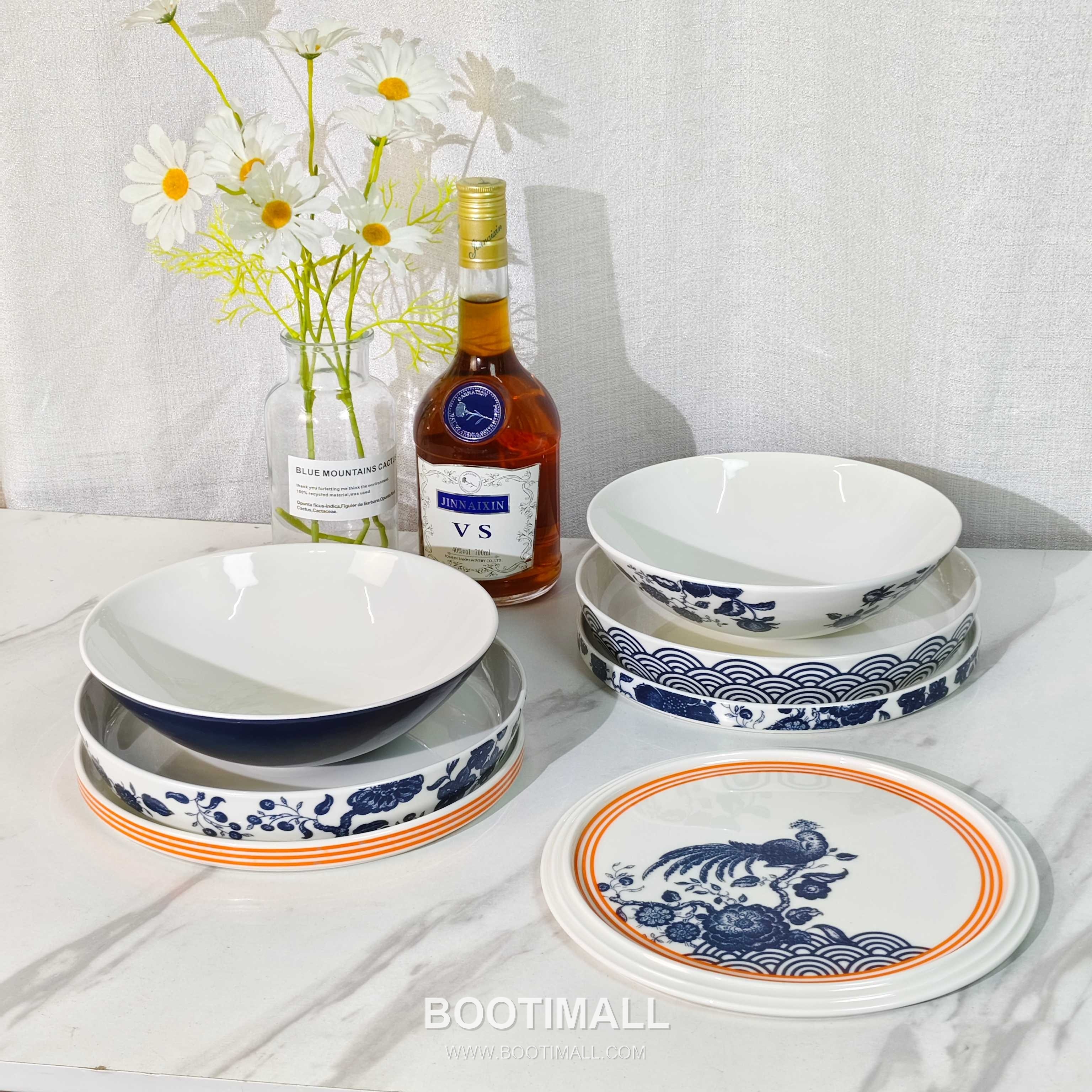 Blue Floral Dinnerware Set Porcelain Blue Tableware Set 청화 꽃형 식기 세트 도자기 블루 7 pieces 5