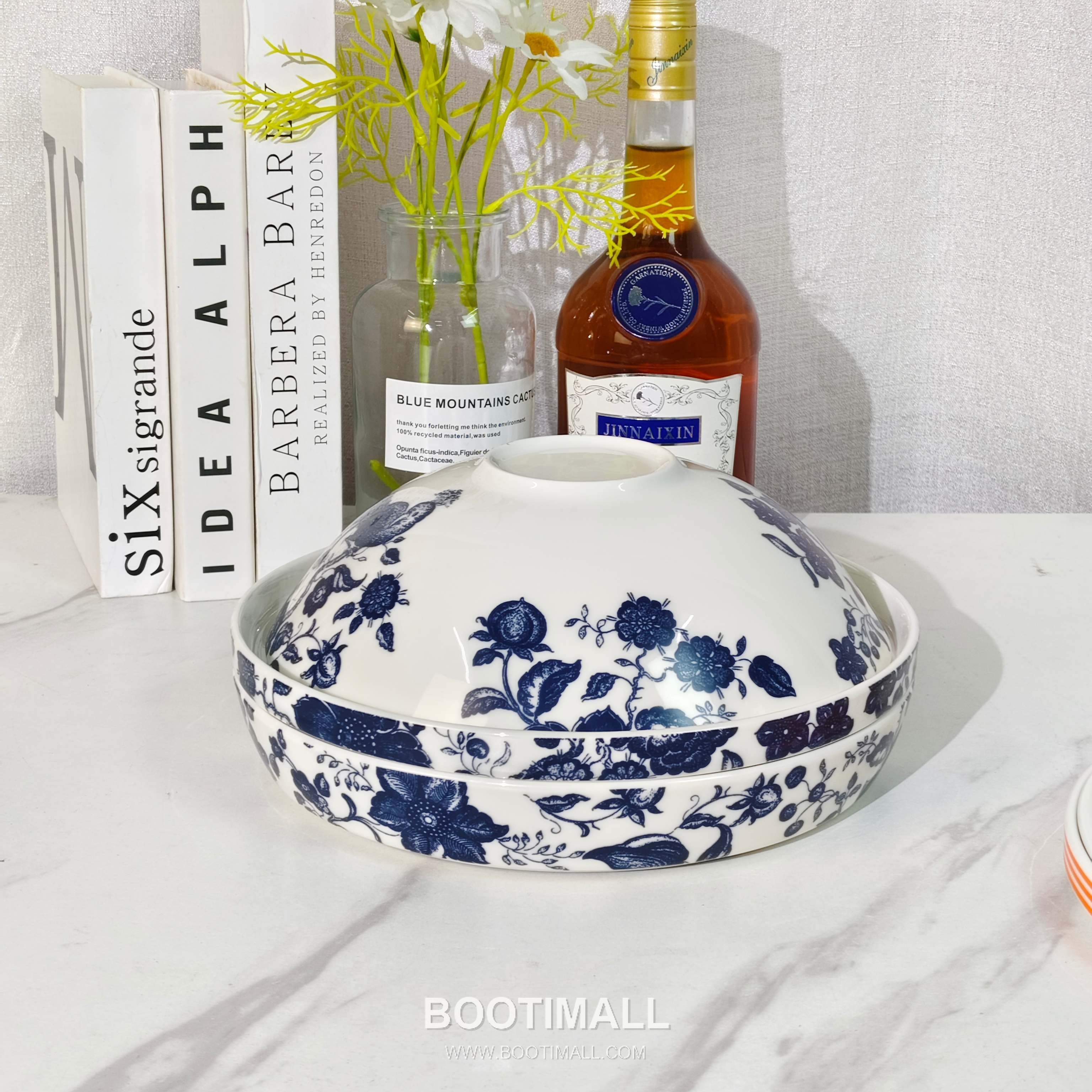 Blue Floral Dinnerware Set Porcelain Blue Tableware Set 청화 꽃형 식기 세트 도자기 블루 7 pieces 7
