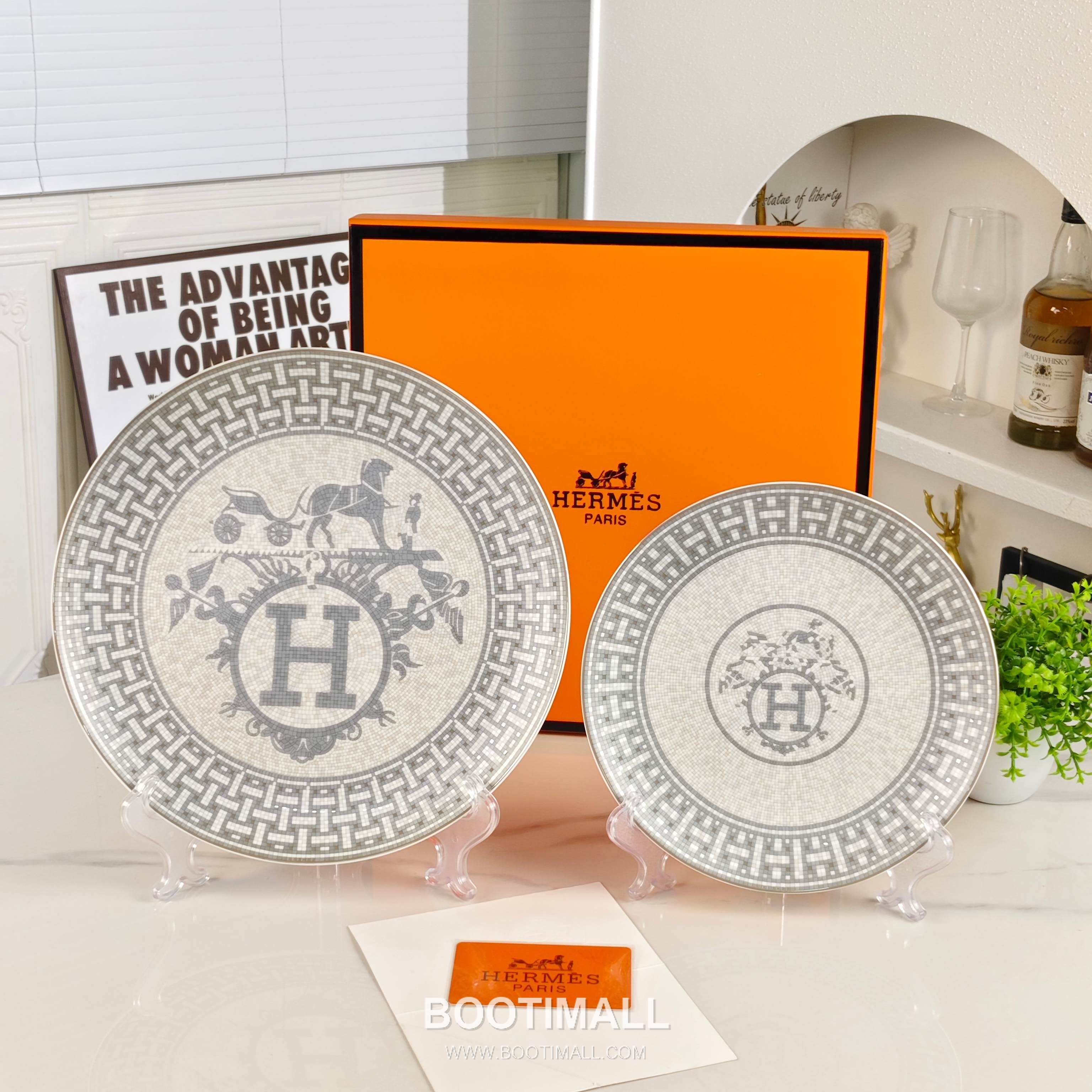 Hermes Double Plate Set Gray Tableware 에르메스 더블 플레이트 세트 그레이 테이블웨어 3