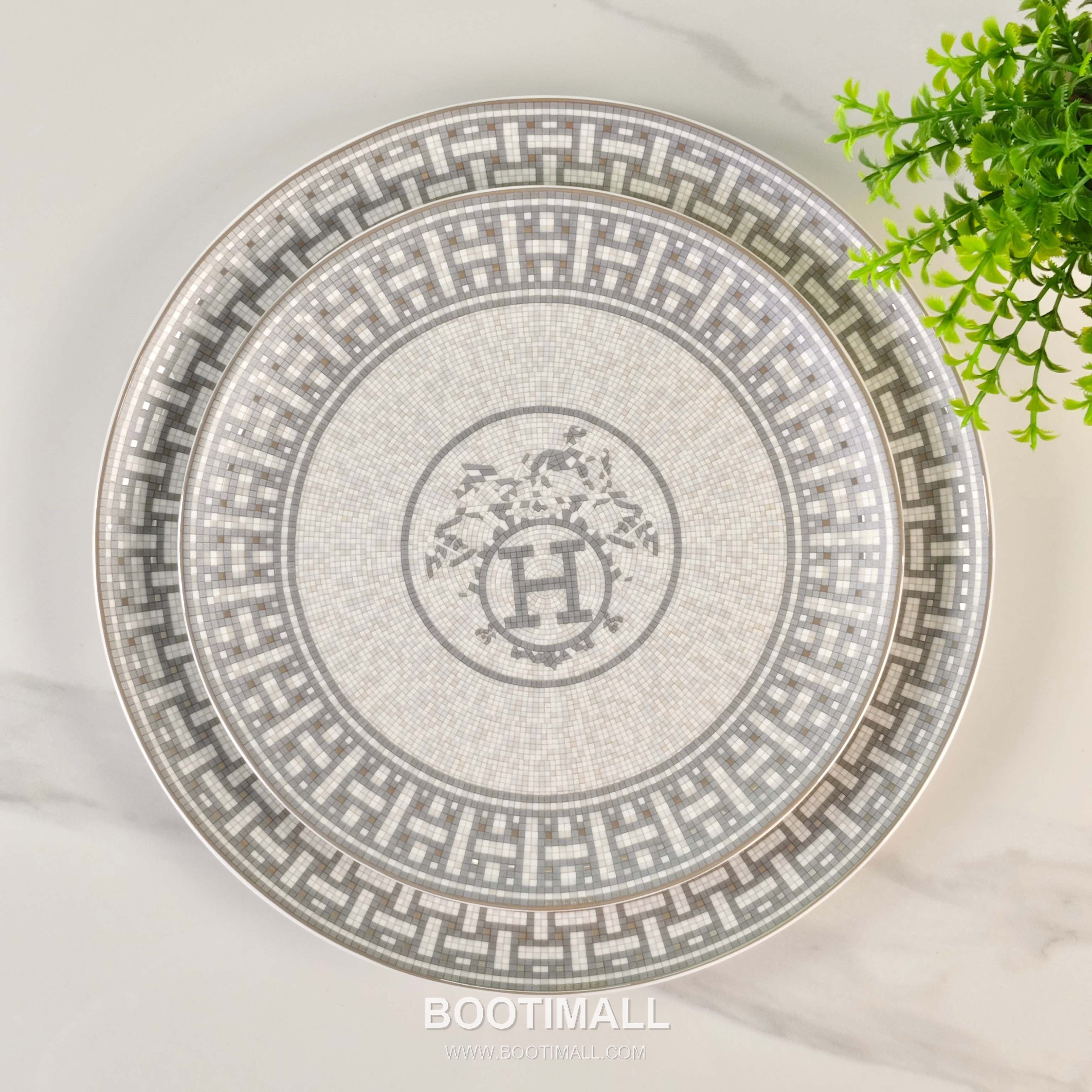 Hermes Double Plate Set Gray Tableware 에르메스 더블 플레이트 세트 그레이 테이블웨어 4