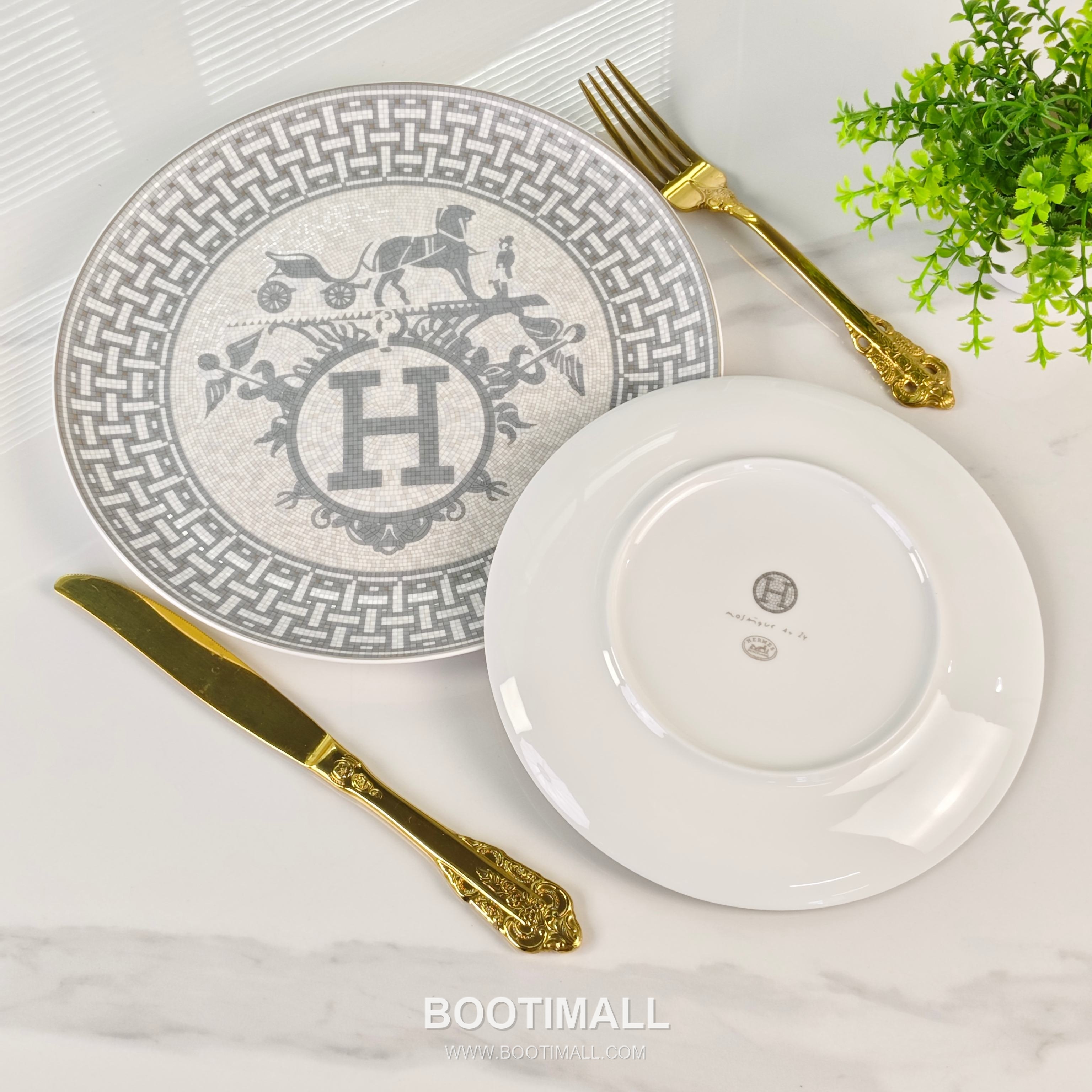 Hermes Double Plate Set Gray Tableware 에르메스 더블 플레이트 세트 그레이 테이블웨어 6