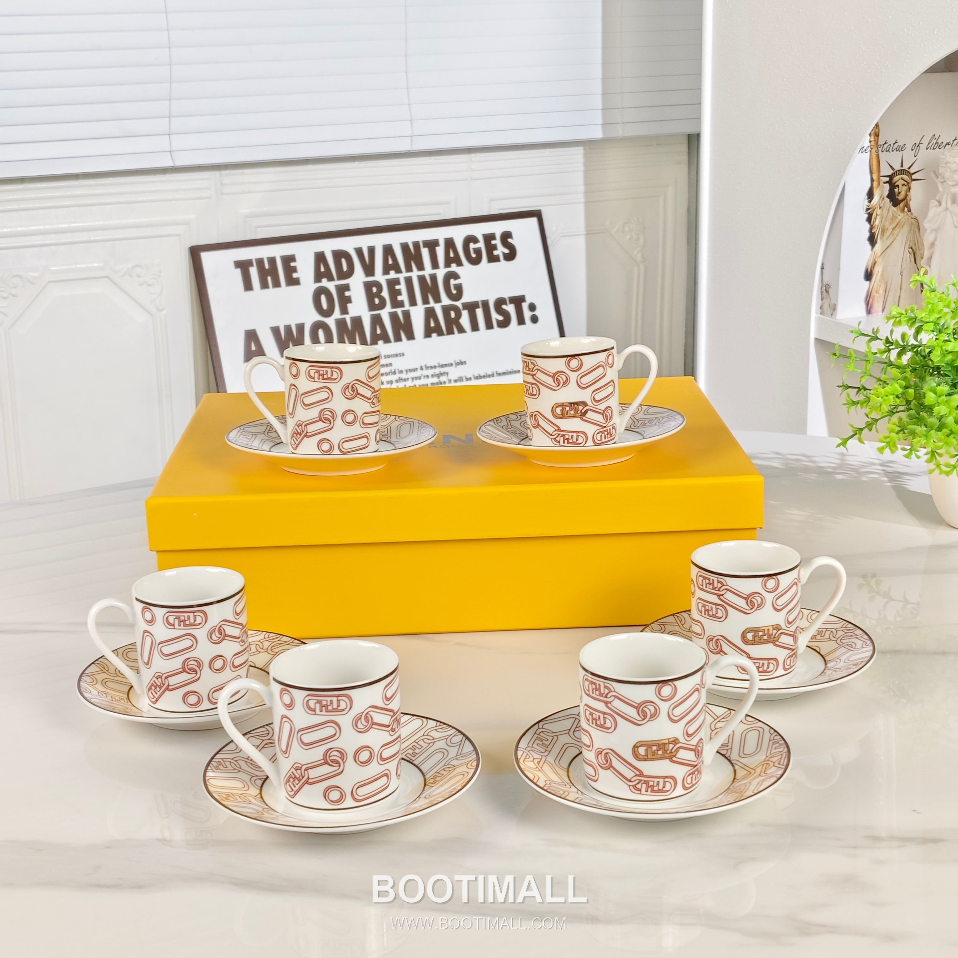 Fendi Clip Coffee Cup Set Brown Accessory 펜디 회형 집게 커피 컵 세트 카멜 악세서리 2