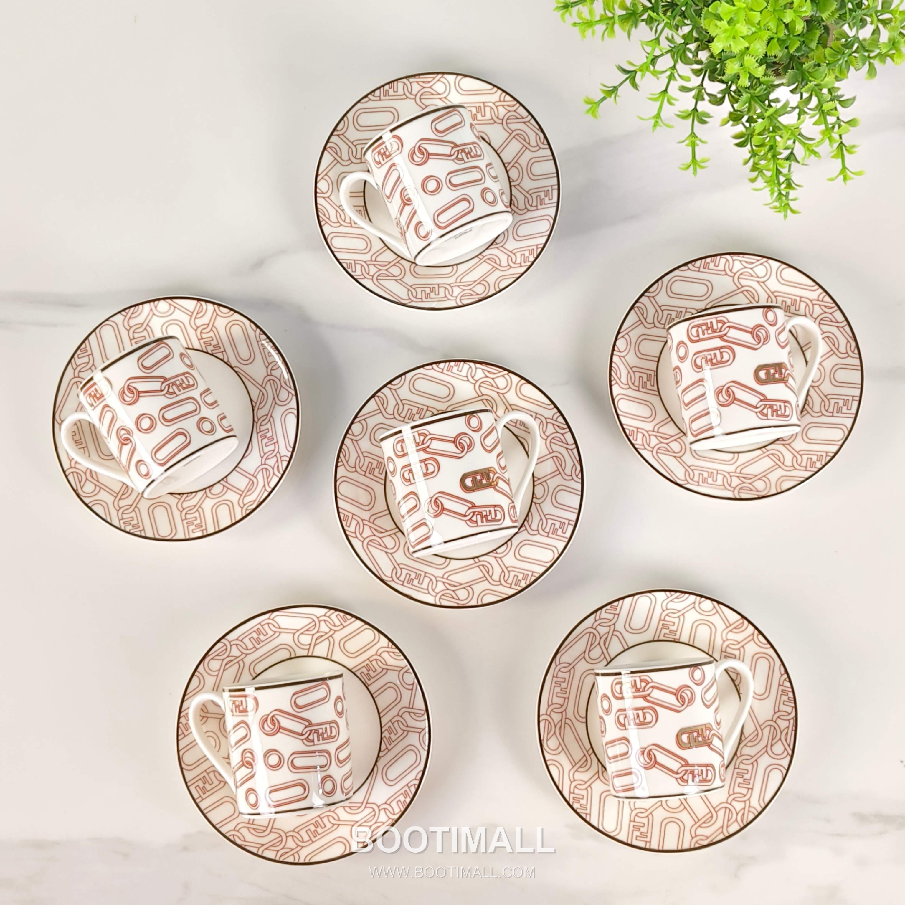 Fendi Clip Coffee Cup Set Brown Accessory 펜디 회형 집게 커피 컵 세트 카멜 악세서리 3