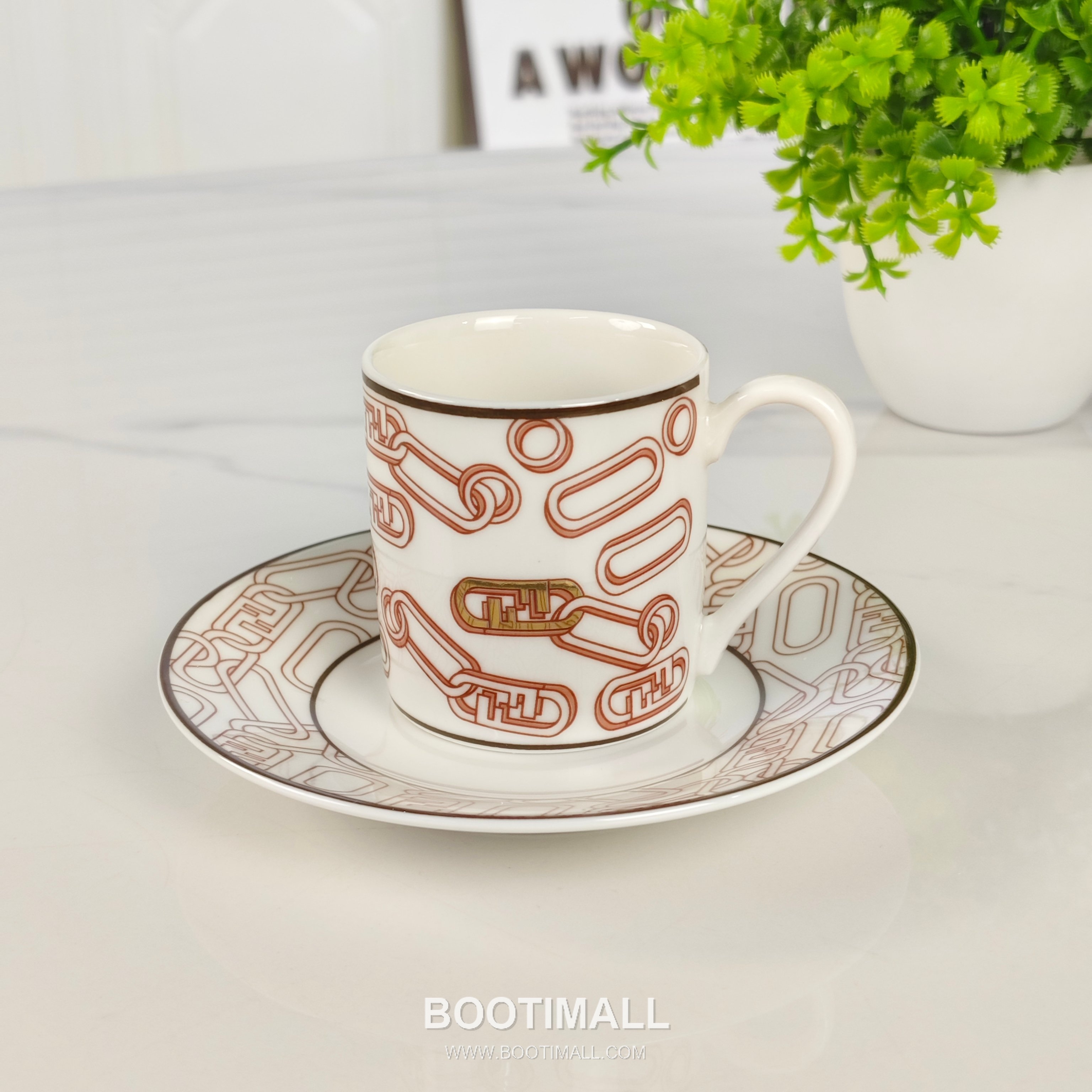 Fendi Clip Coffee Cup Set Brown Accessory 펜디 회형 집게 커피 컵 세트 카멜 악세서리 5