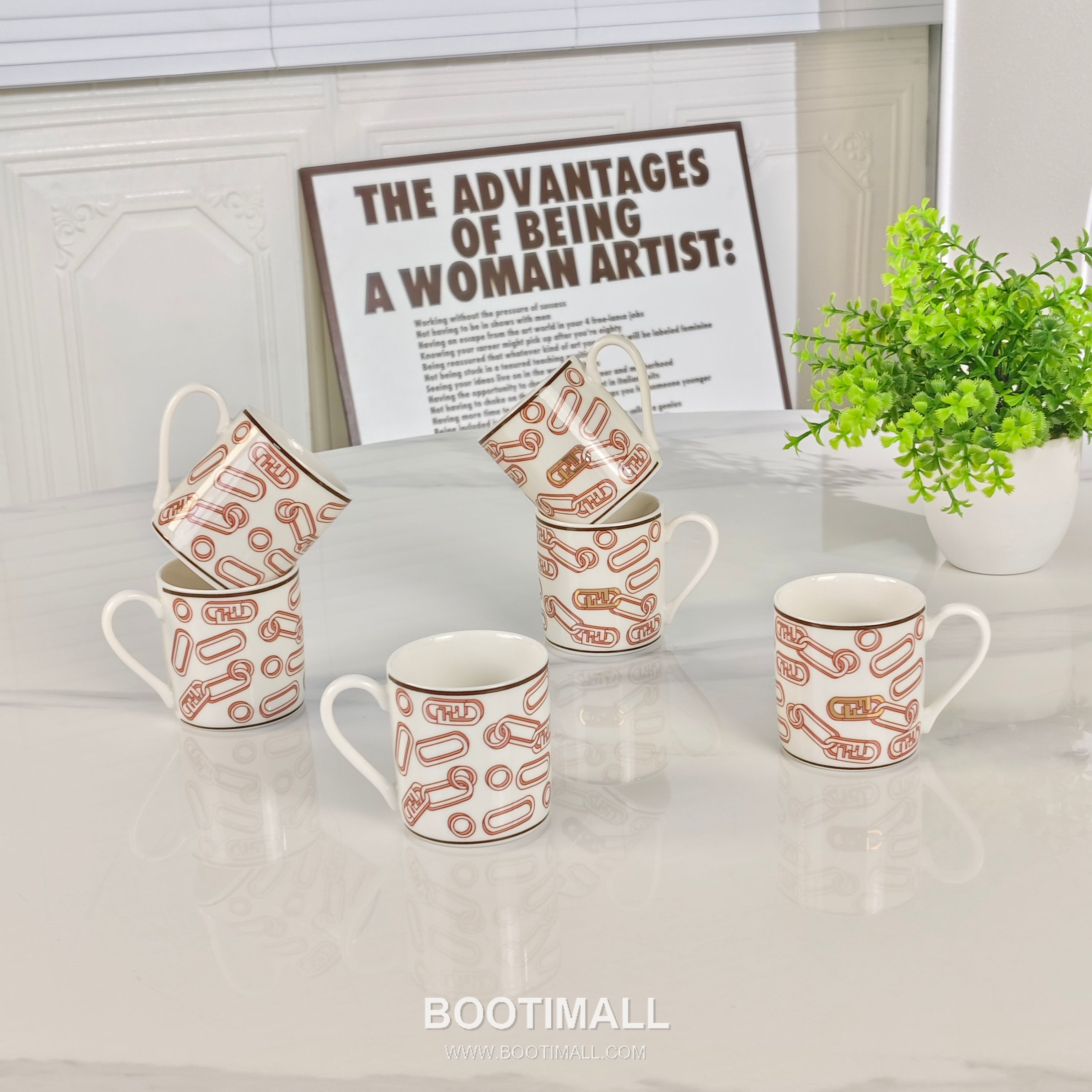 Fendi Clip Coffee Cup Set Brown Accessory 펜디 회형 집게 커피 컵 세트 카멜 악세서리 6