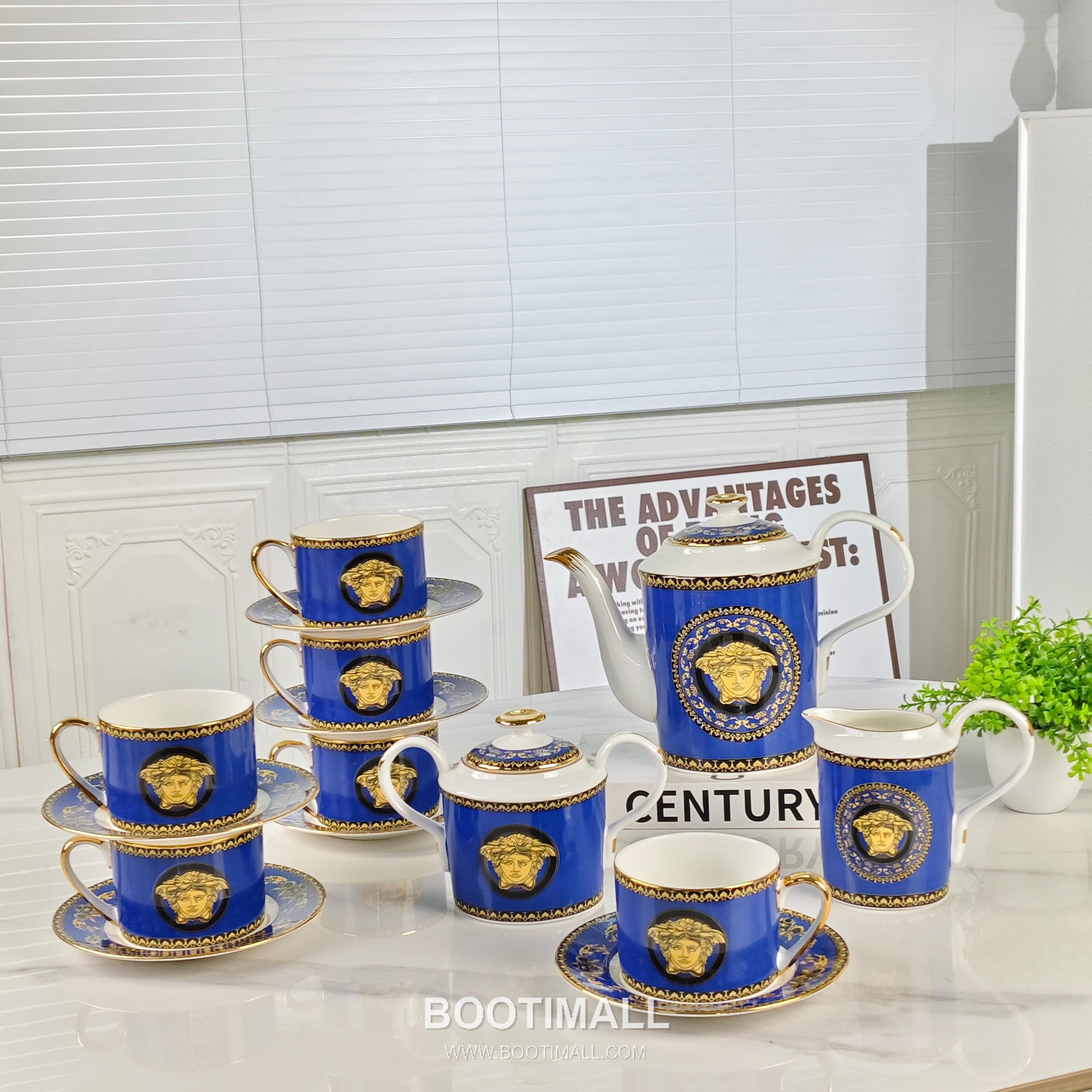Versace Coffee Set Blue Tableware 베르사체 커피 세트 블루 테이블웨어 4