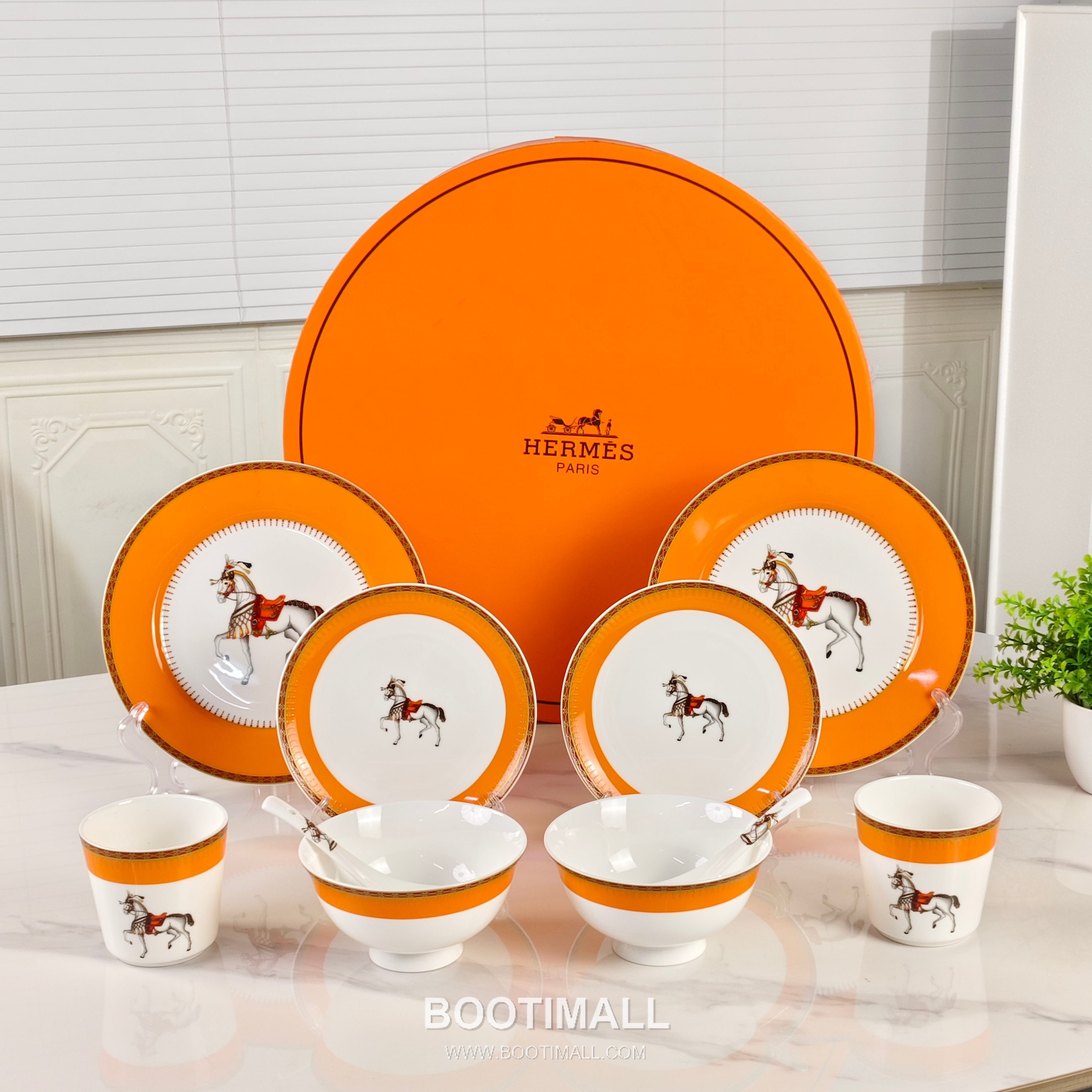 Hermes Single Horse Tableware Set Orange 에르메스 단마 식기 세트 오렌지 2