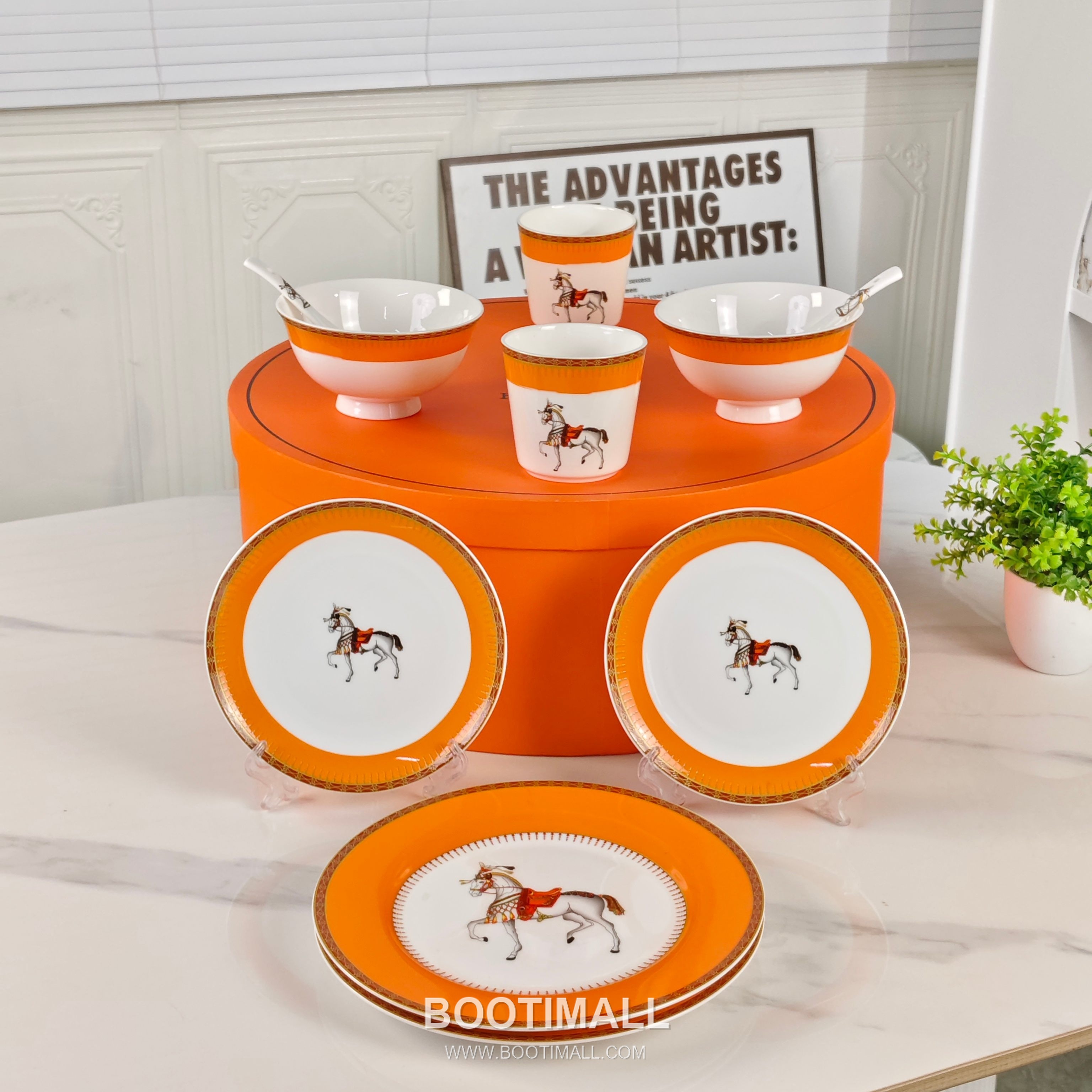 Hermes Single Horse Tableware Set Orange 에르메스 단마 식기 세트 오렌지 3
