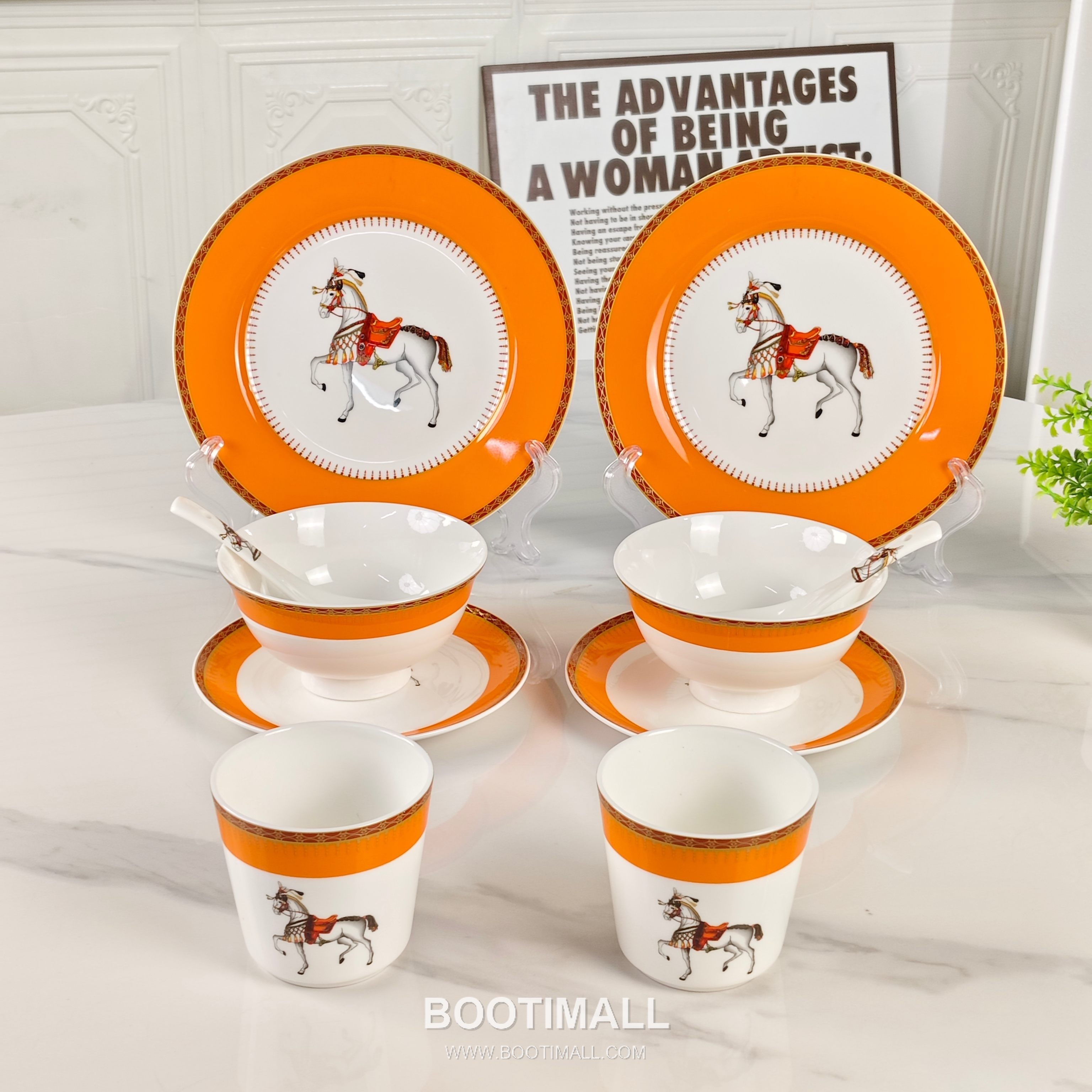 Hermes Single Horse Tableware Set Orange 에르메스 단마 식기 세트 오렌지 4