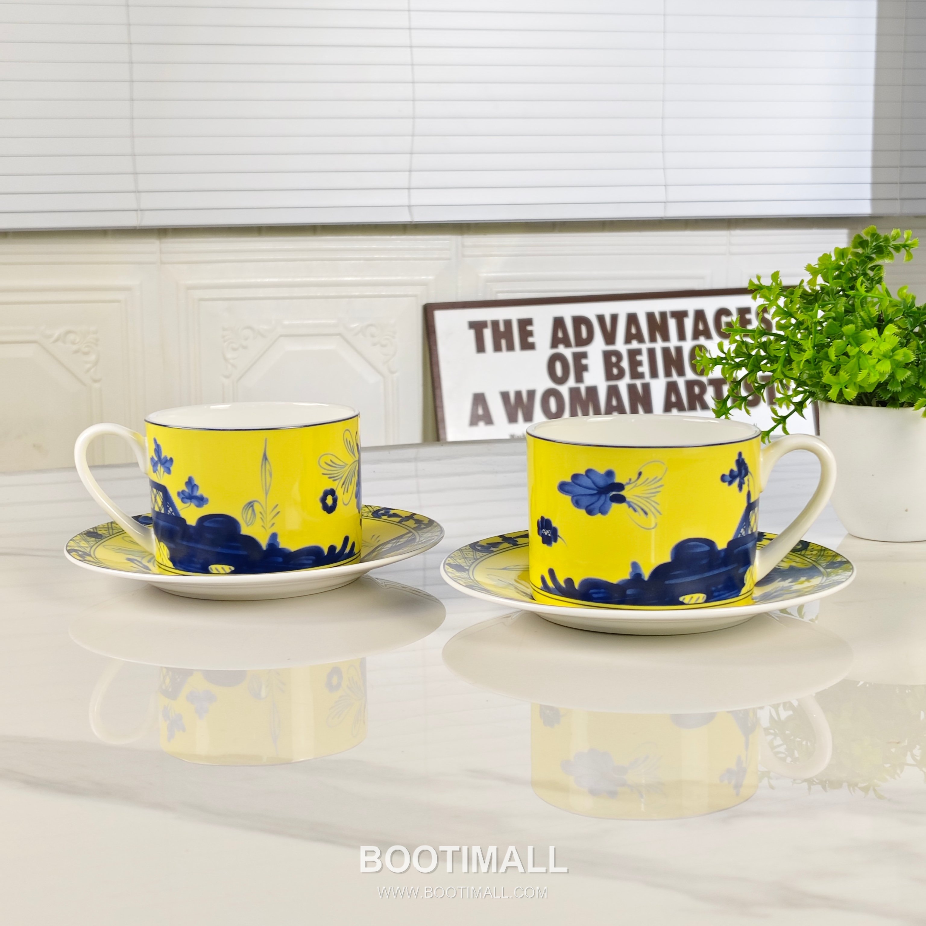 Double Cup Saucer Set Yellow Tableware 더블 컵 소서 세트 옐로우 테이블웨어 4