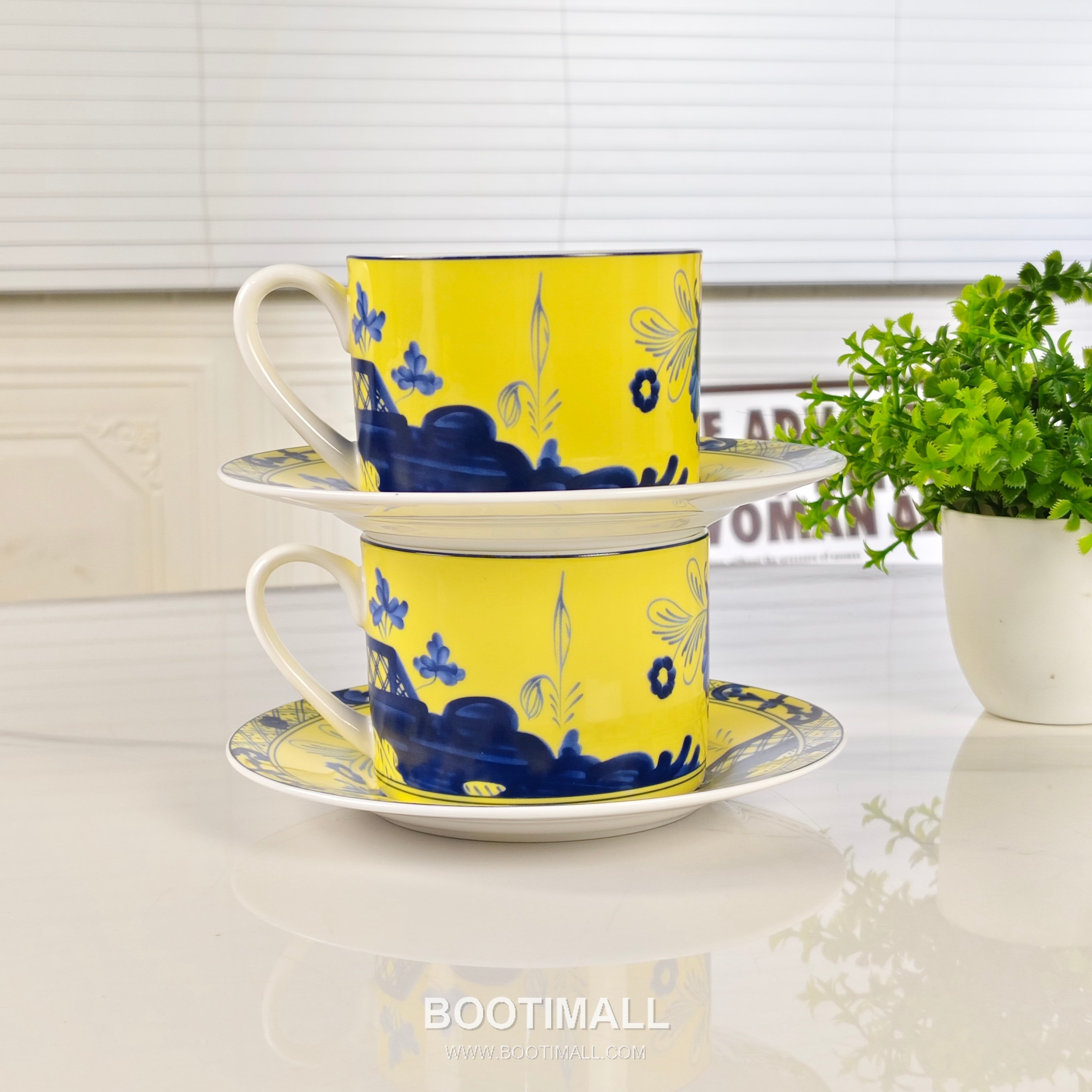 Double Cup Saucer Set Yellow Tableware 더블 컵 소서 세트 옐로우 테이블웨어 5