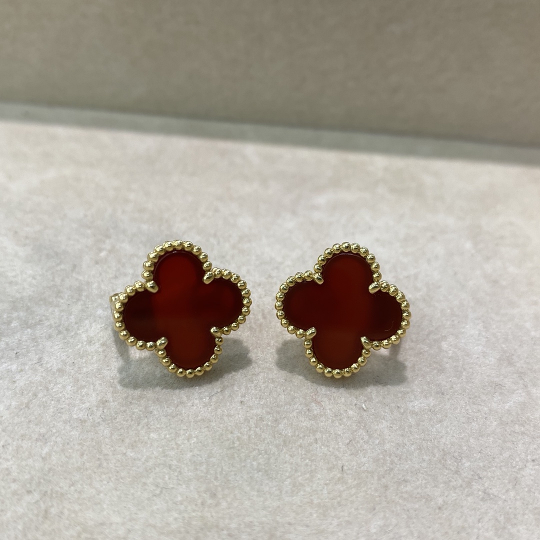 Van Cleef & Arpels Alhambra 반클리프 아펠 알함브라 귀걸이 18K 골드 홍옥수 5
