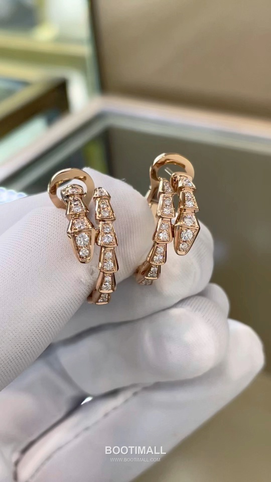 Bulgari Serpent Earrings 18K Gold, Diamond Gold 불가리 링스 이어링 18K 골드, 다이아몬드 골드 5