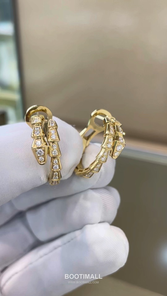 Bulgari Serpent Earrings 18K Gold, Diamond Gold 불가리 링스 이어링 18K 골드, 다이아몬드 골드 13