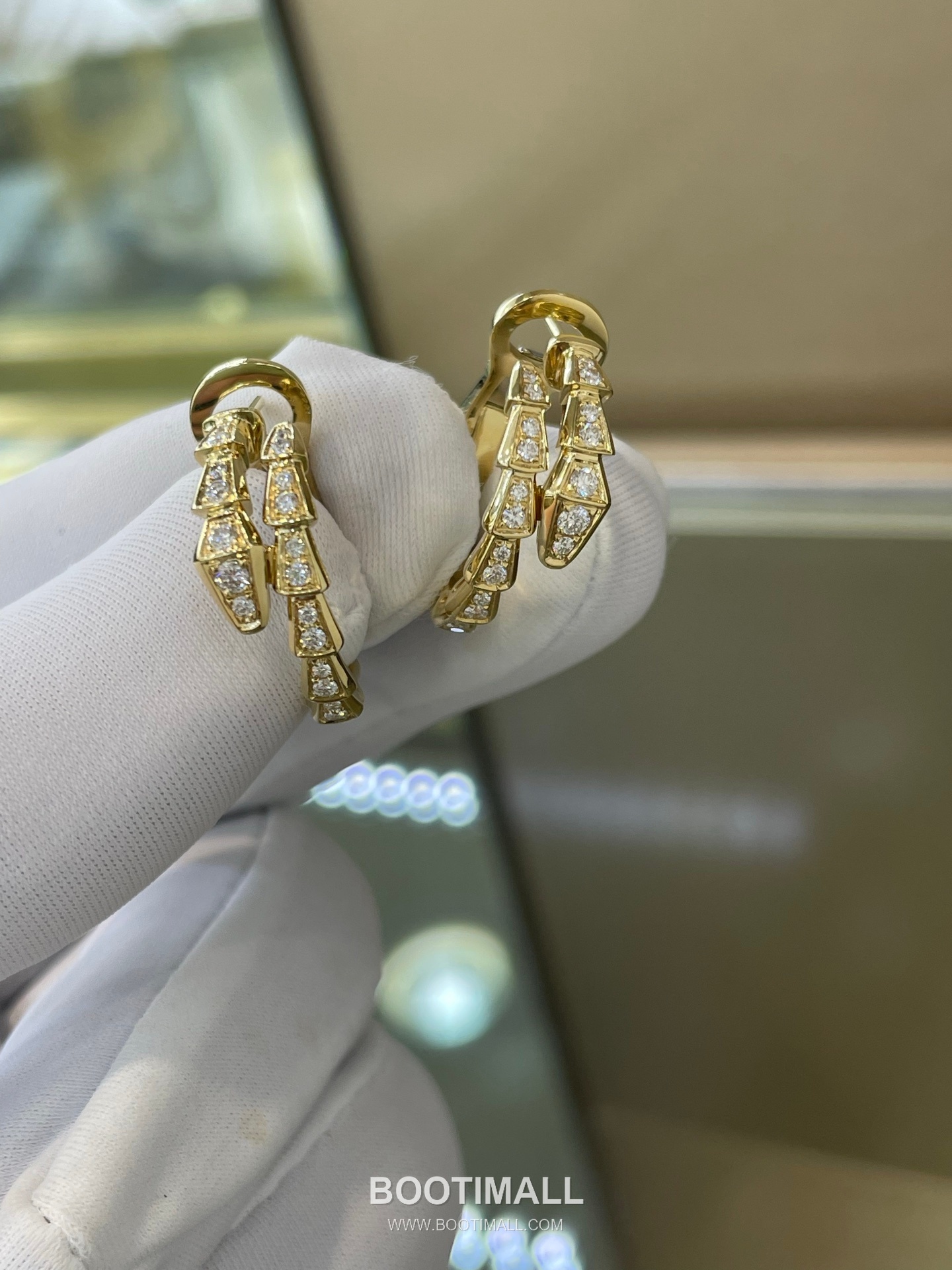 Bulgari Serpent Earrings 18K Gold, Diamond Gold 불가리 링스 이어링 18K 골드, 다이아몬드 골드 14