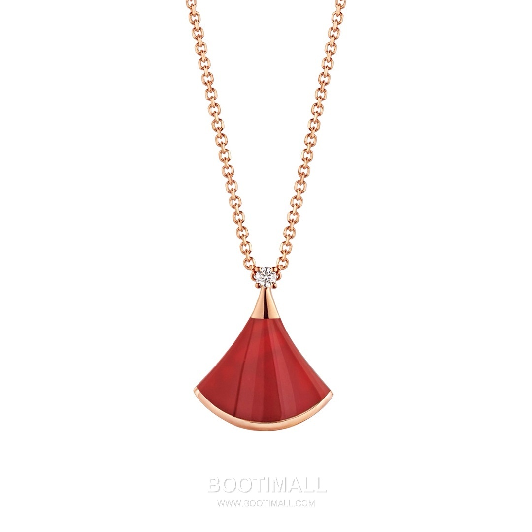 Bvlgari Fan Necklace 18K Gold, Carnelian, Diamond Red 불가리 부채 모양 목걸이 18K 골드, 홍옥수, 다이아몬드 레드 40cm 9