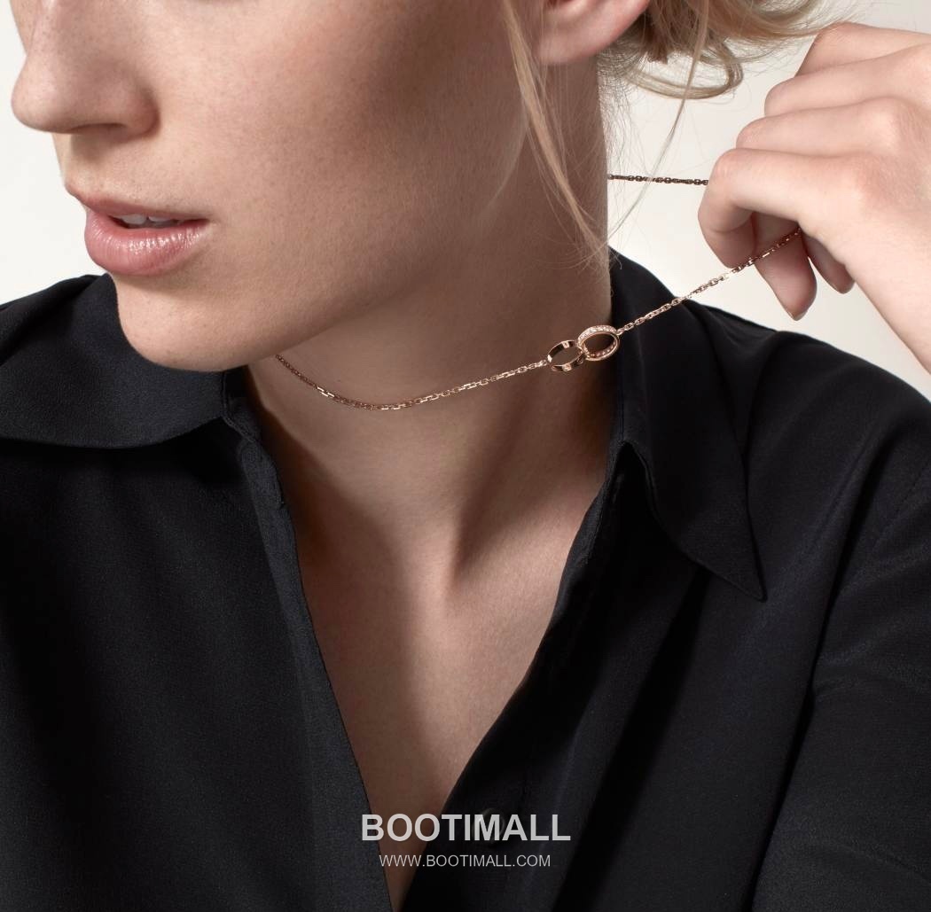 Cartier Love Double Ring Necklace 18K Gold, Diamond Gold 까르띠에 러브 더블 링 목걸이 18K 골드, 다이아몬드 골드 1