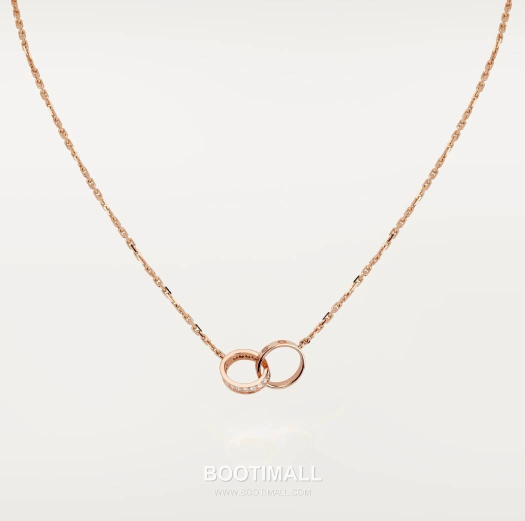 Cartier Love Double Ring Necklace 18K Gold, Diamond Gold 까르띠에 러브 더블 링 목걸이 18K 골드, 다이아몬드 골드 6