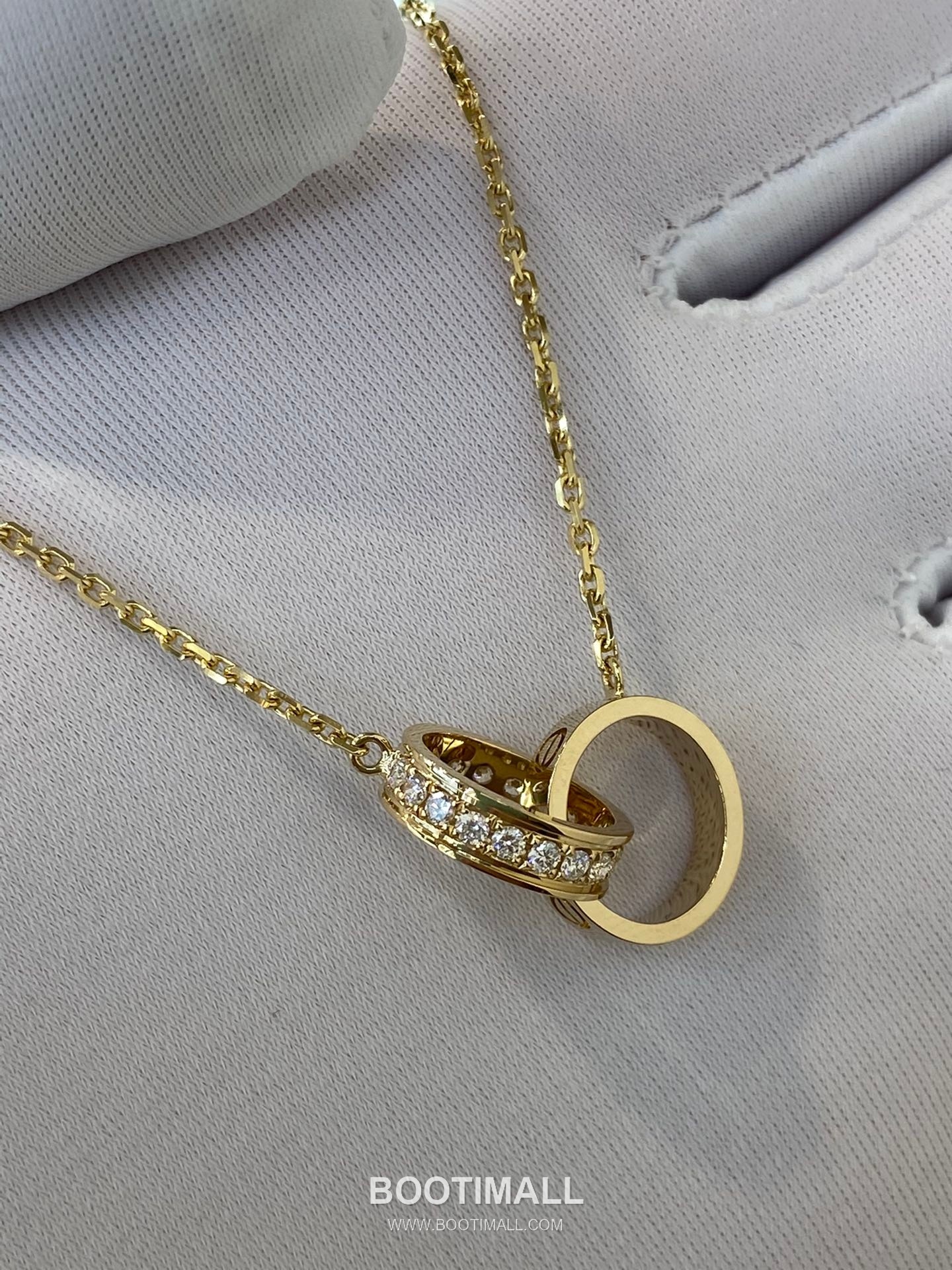 Cartier Love Double Ring Necklace 18K Gold, Diamond Gold 까르띠에 러브 더블 링 목걸이 18K 골드, 다이아몬드 골드 7