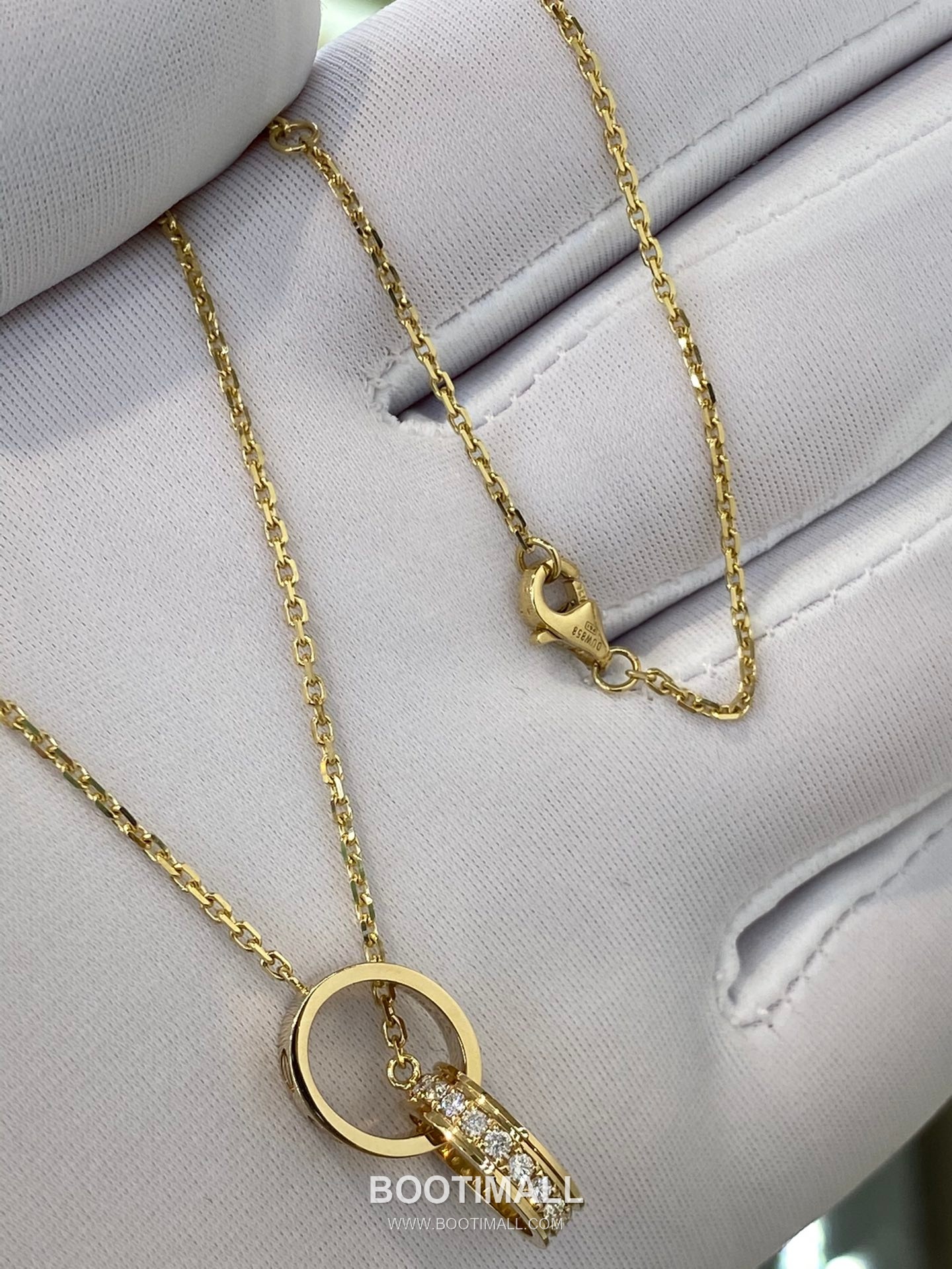 Cartier Love Double Ring Necklace 18K Gold, Diamond Gold 까르띠에 러브 더블 링 목걸이 18K 골드, 다이아몬드 골드 8