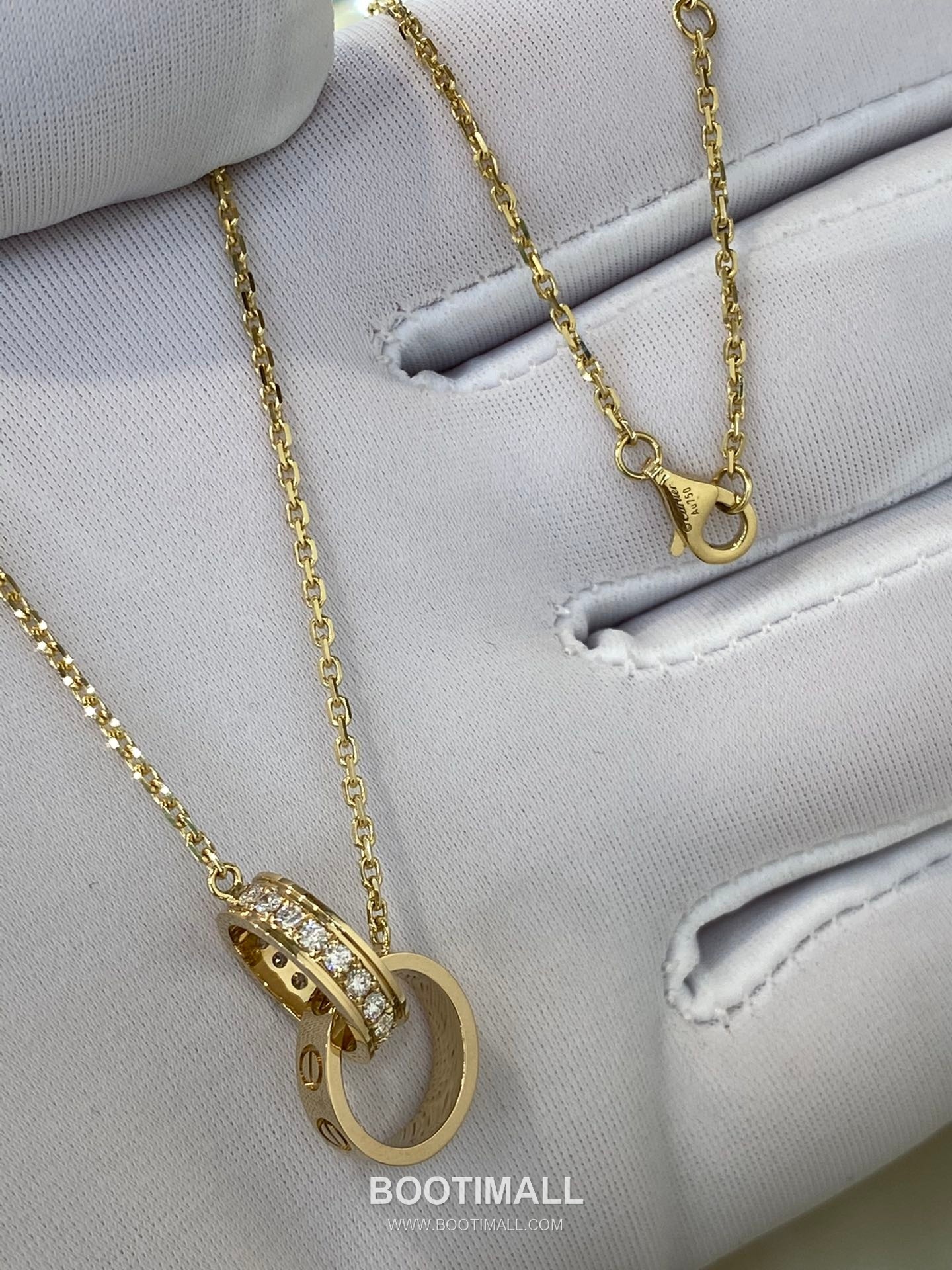 Cartier Love Double Ring Necklace 18K Gold, Diamond Gold 까르띠에 러브 더블 링 목걸이 18K 골드, 다이아몬드 골드 11