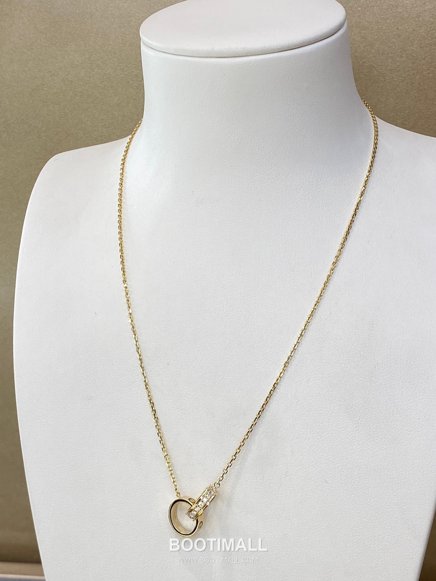 Cartier Love Double Ring Necklace 18K Gold, Diamond Gold 까르띠에 러브 더블 링 목걸이 18K 골드, 다이아몬드 골드 12
