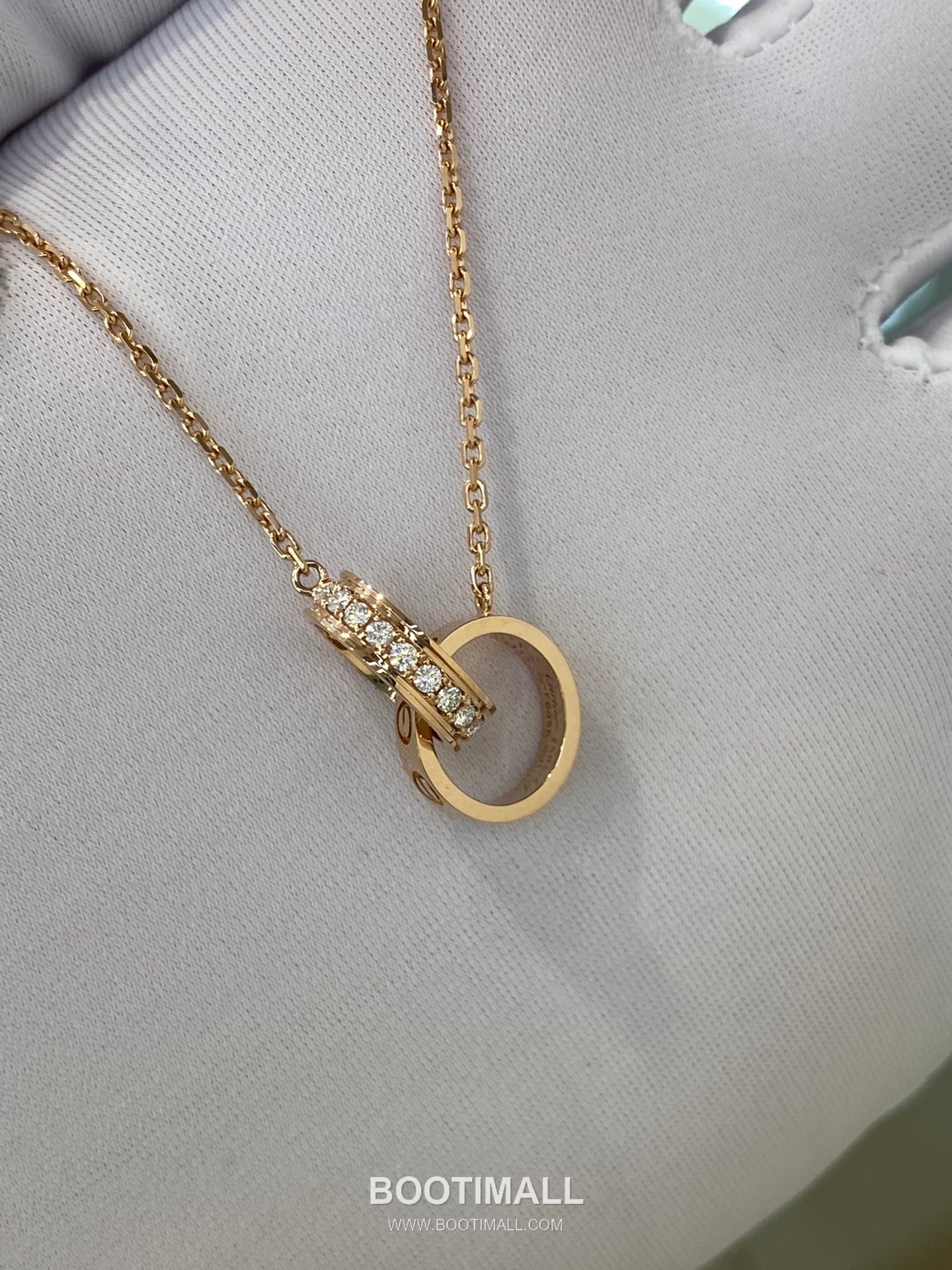 Cartier Love Double Ring Necklace 18K Gold, Diamond Gold 까르띠에 러브 더블 링 목걸이 18K 골드, 다이아몬드 골드 14