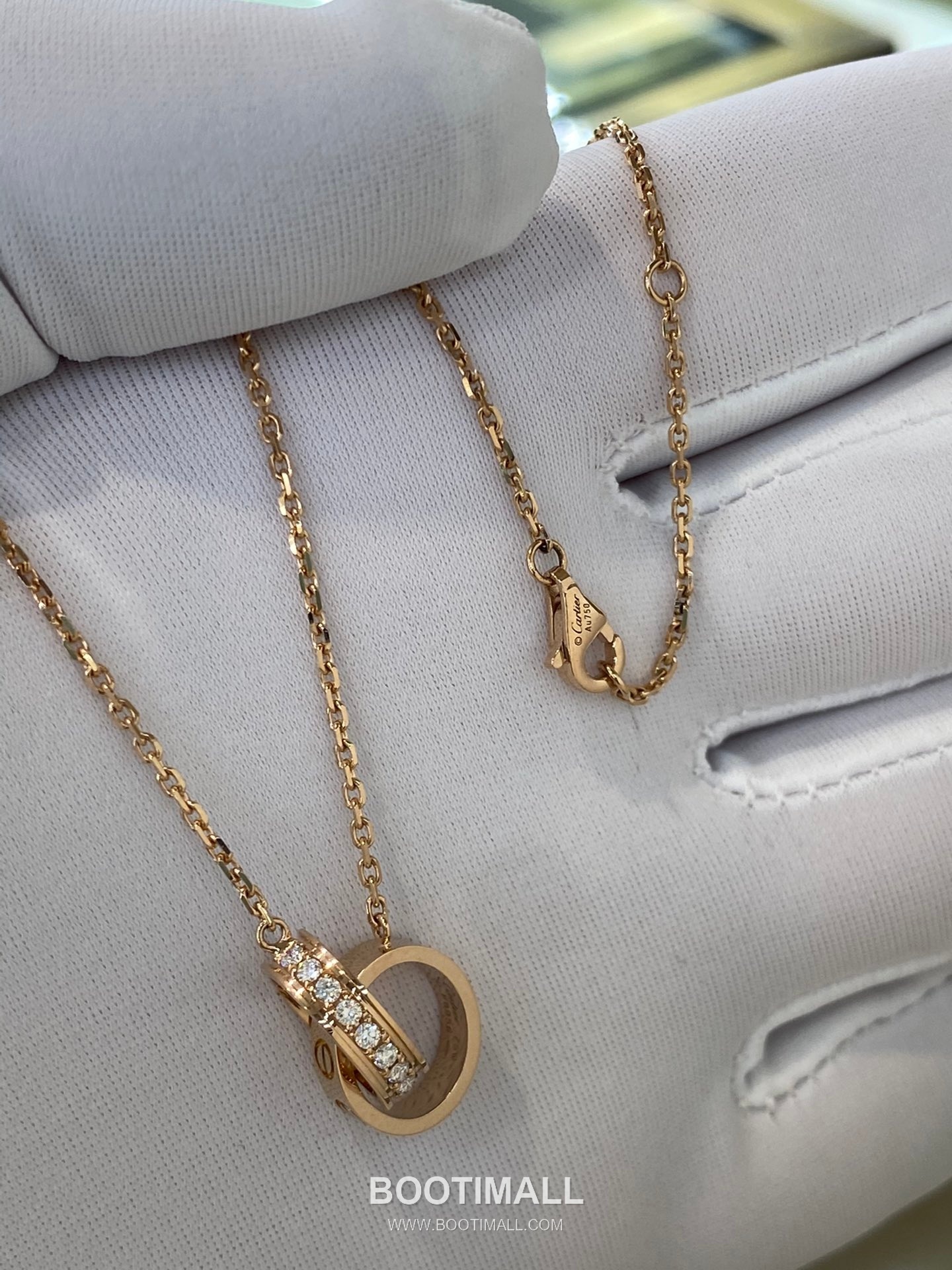 Cartier Love Double Ring Necklace 18K Gold, Diamond Gold 까르띠에 러브 더블 링 목걸이 18K 골드, 다이아몬드 골드 15