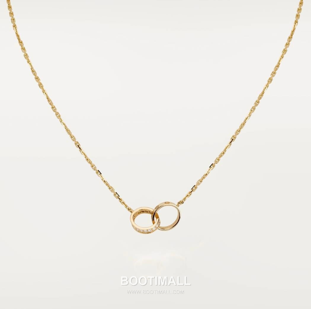 Cartier Love Double Ring Necklace 18K Gold, Diamond Gold 까르띠에 러브 더블 링 목걸이 18K 골드, 다이아몬드 골드 20