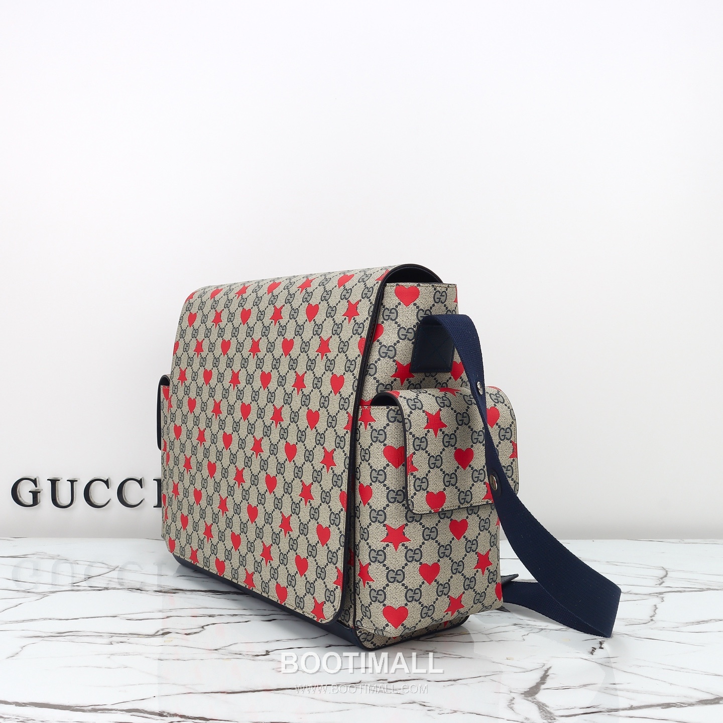 Gucci Star Heart Messenger Canvas Blue Messenger Bag 구찌 스타 하트 메신저 캔버스 블루 메신저백 45cm 2