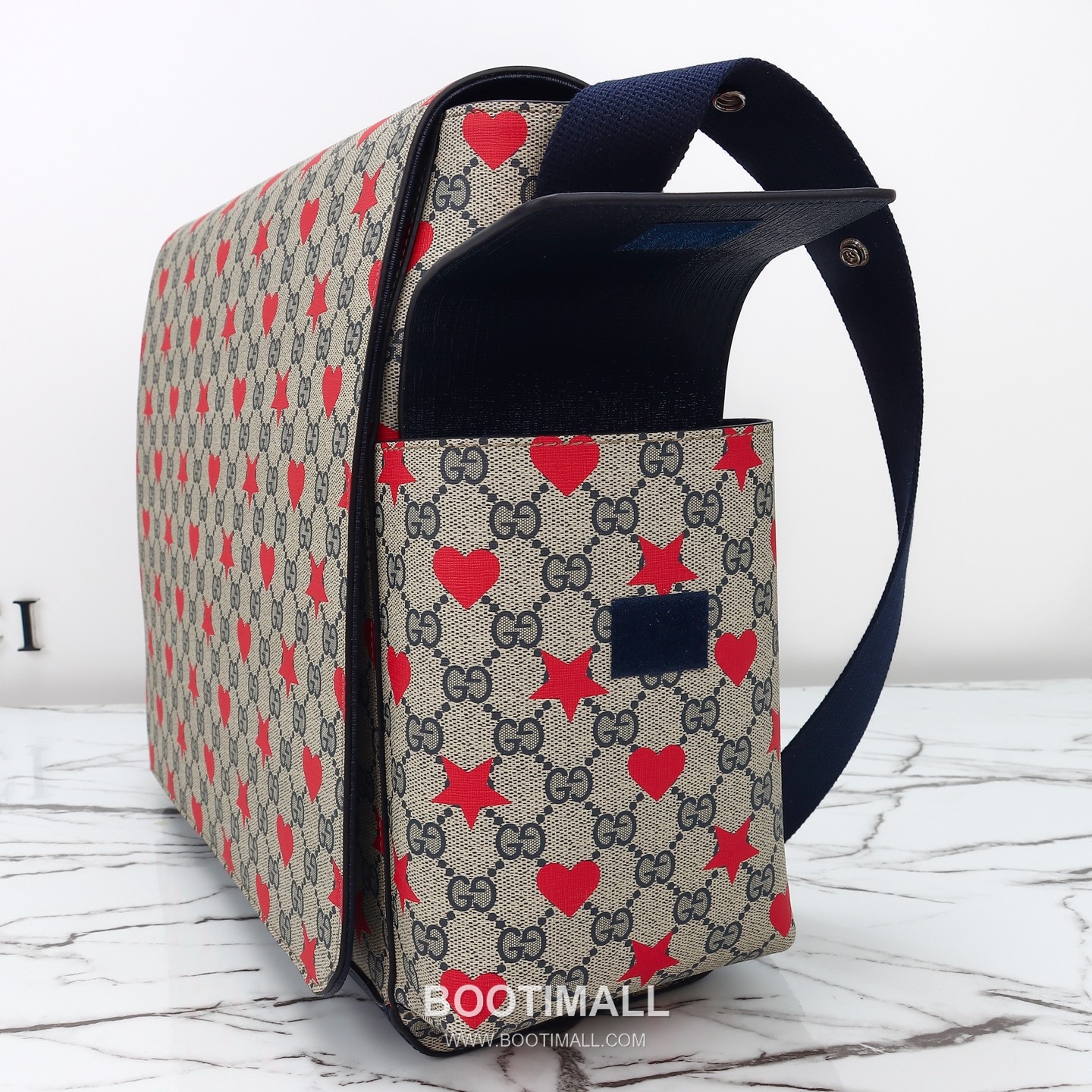 Gucci Star Heart Messenger Canvas Blue Messenger Bag 구찌 스타 하트 메신저 캔버스 블루 메신저백 45cm 5