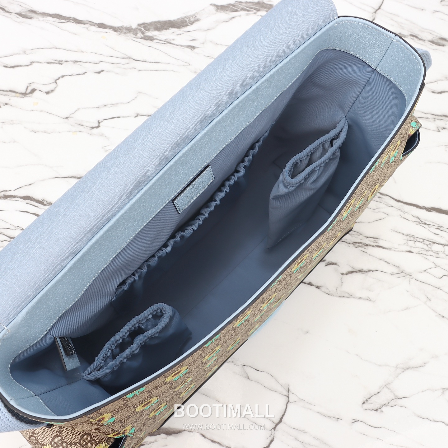 Gucci Sunflower GG Messenger Canvas with Leather Trim Light Blue Messenger Bag 구찌 해바라기 GG 메신저 캔버스와 레더 트림 라이트블루 메신저백 45cm 9