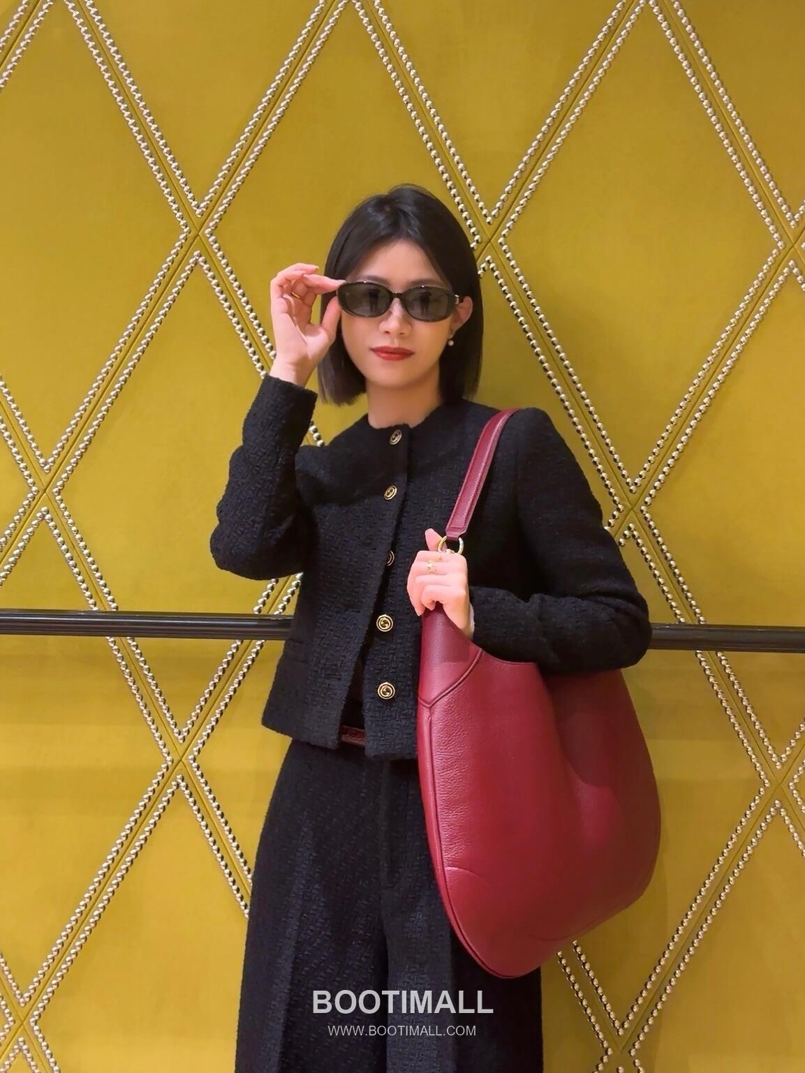 Gucci Shoulder Hobo Bag Grained Calfskin Burgundy 구찌 숄더 호보 백 그레인드 카프스킨 버건디 38cm 2