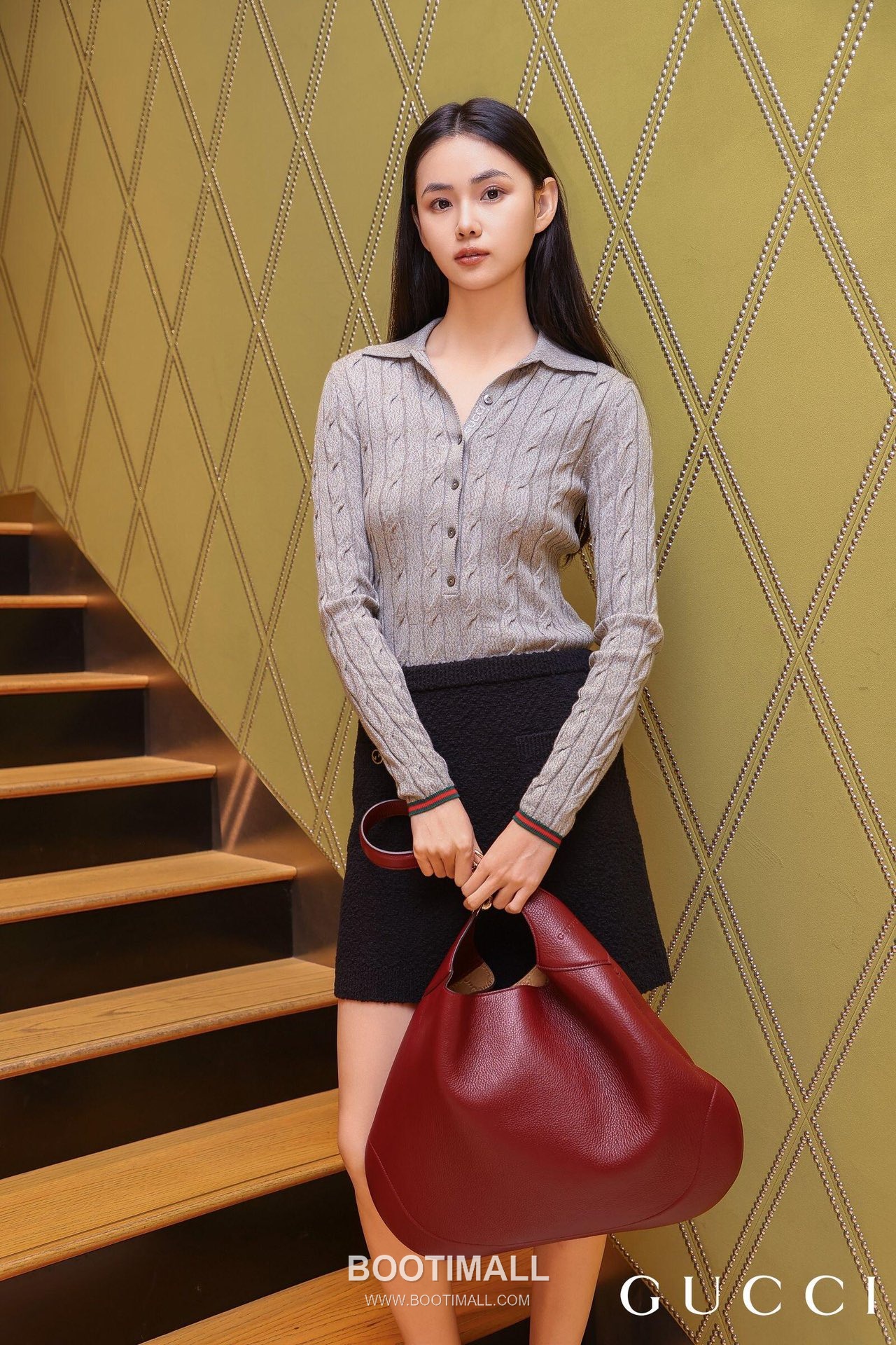 Gucci Shoulder Hobo Bag Grained Calfskin Burgundy 구찌 숄더 호보 백 그레인드 카프스킨 버건디 38cm 6