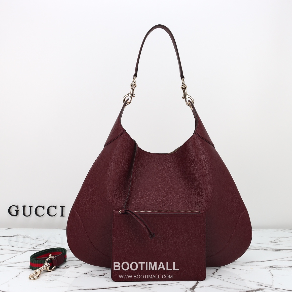Gucci Shoulder Hobo Bag Grained Calfskin Burgundy 구찌 숄더 호보 백 그레인드 카프스킨 버건디 38cm 8
