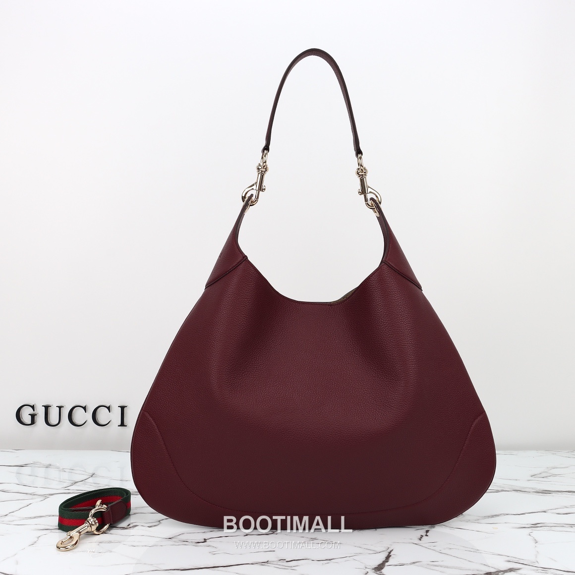 Gucci Shoulder Hobo Bag Grained Calfskin Burgundy 구찌 숄더 호보 백 그레인드 카프스킨 버건디 38cm 9