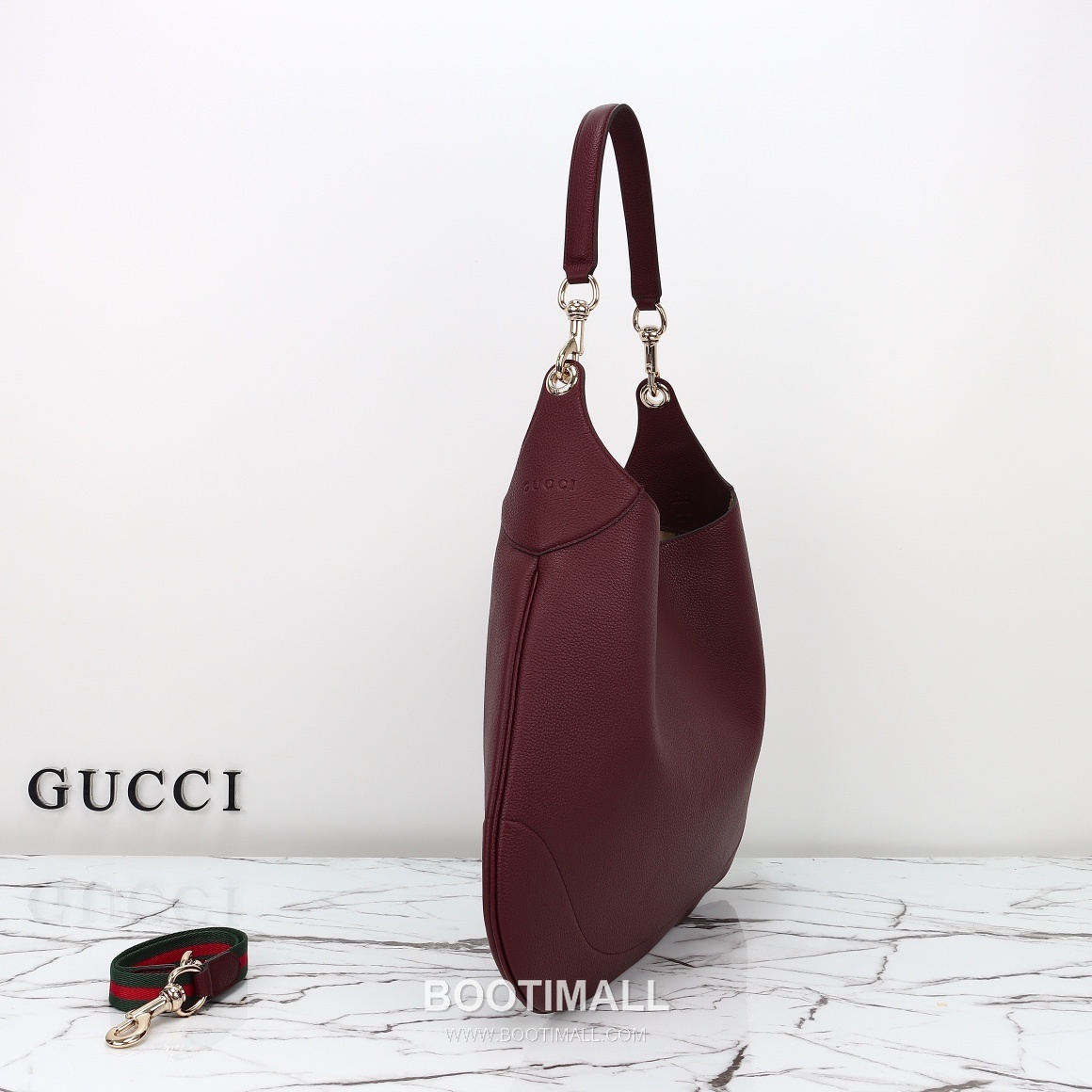 Gucci Shoulder Hobo Bag Grained Calfskin Burgundy 구찌 숄더 호보 백 그레인드 카프스킨 버건디 38cm 10