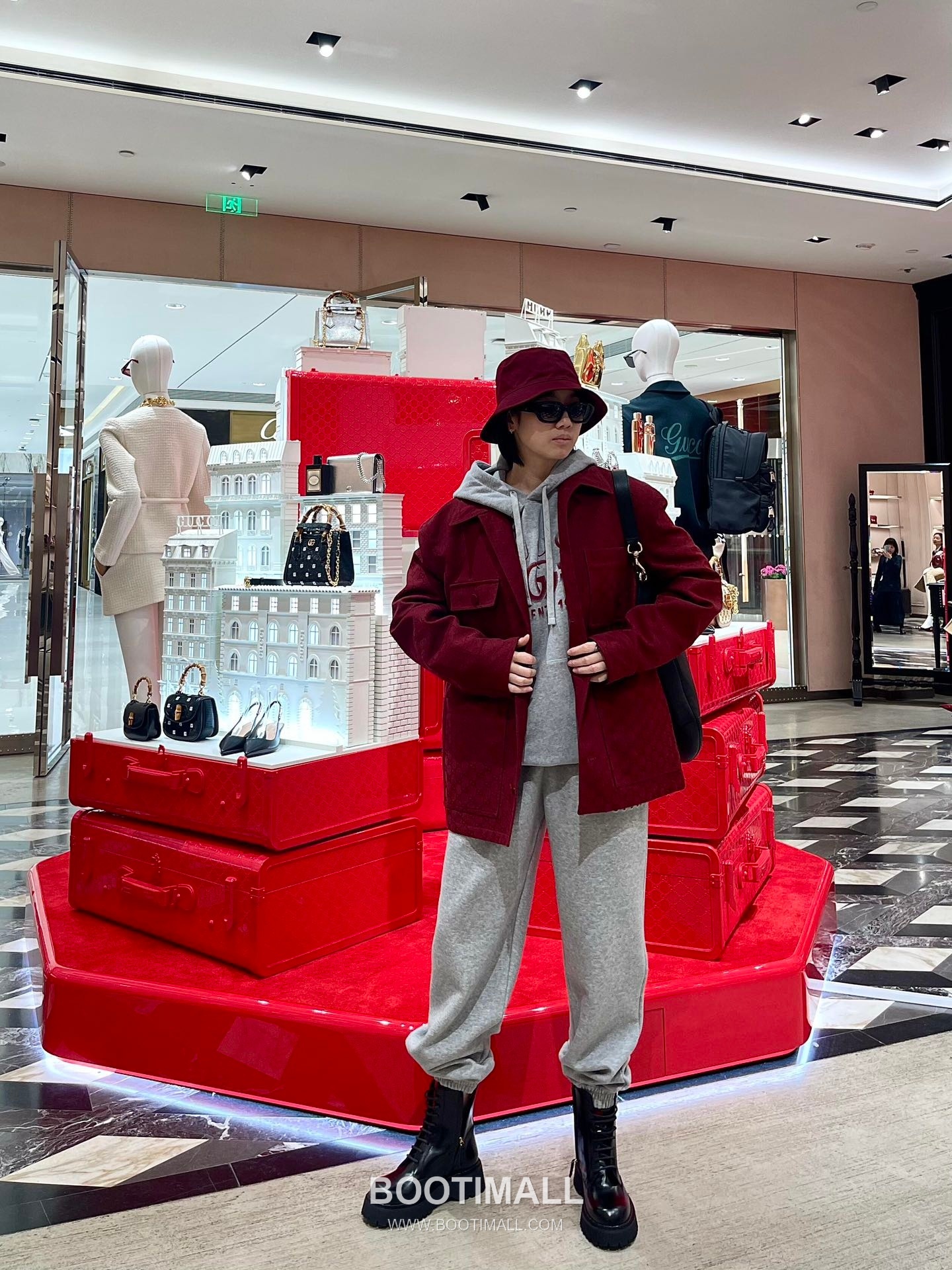 Gucci Shoulder Hobo Bag Grained Calfskin Burgundy 구찌 숄더 호보 백 그레인드 카프스킨 버건디 38cm 7