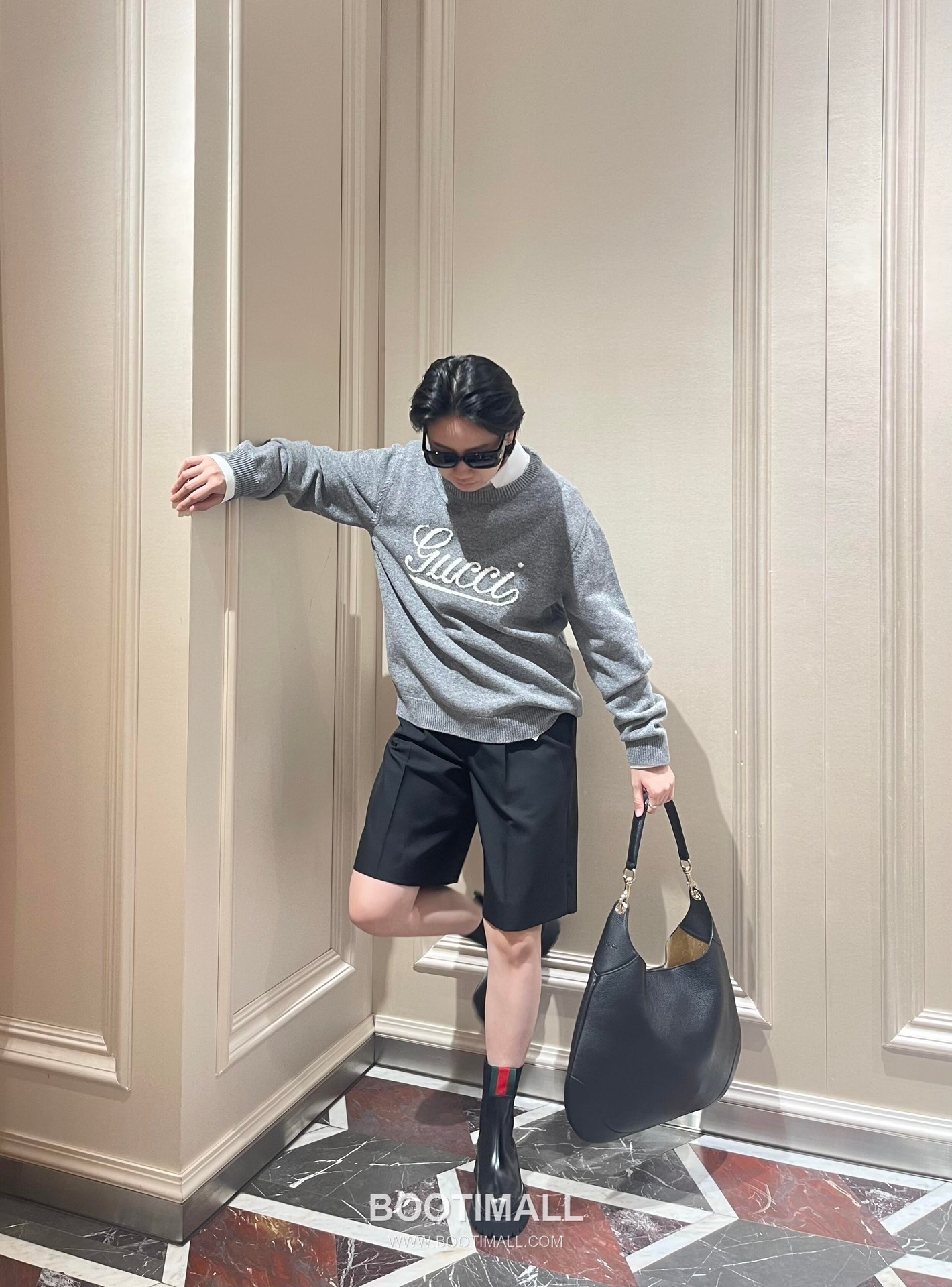 Gucci Shoulder Hobo Bag Grained Calfskin Burgundy 구찌 숄더 호보 백 그레인드 카프스킨 버건디 38cm 10