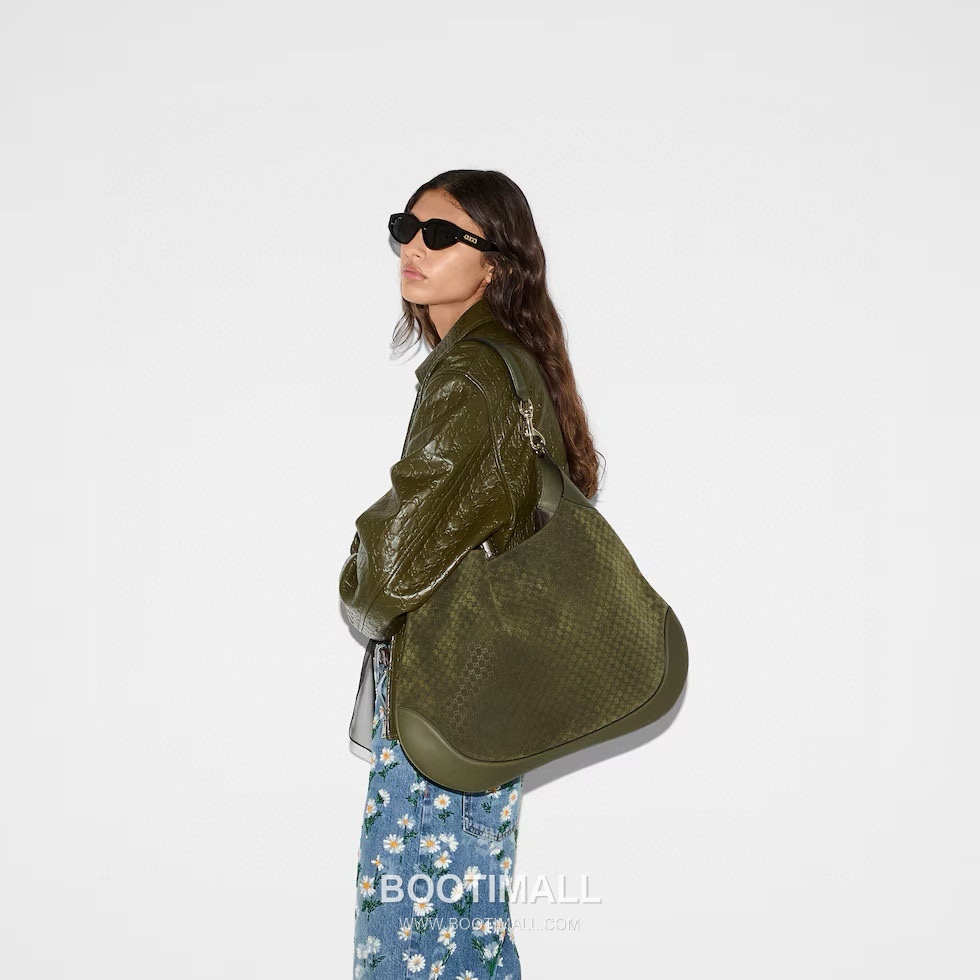 Gucci Monogram Hobo Bag Fabric and Leather Dark Green Shoulder Bag 구찌 모노그램 호보백 패브릭+레더 다크그린 숄더백 33cm 1